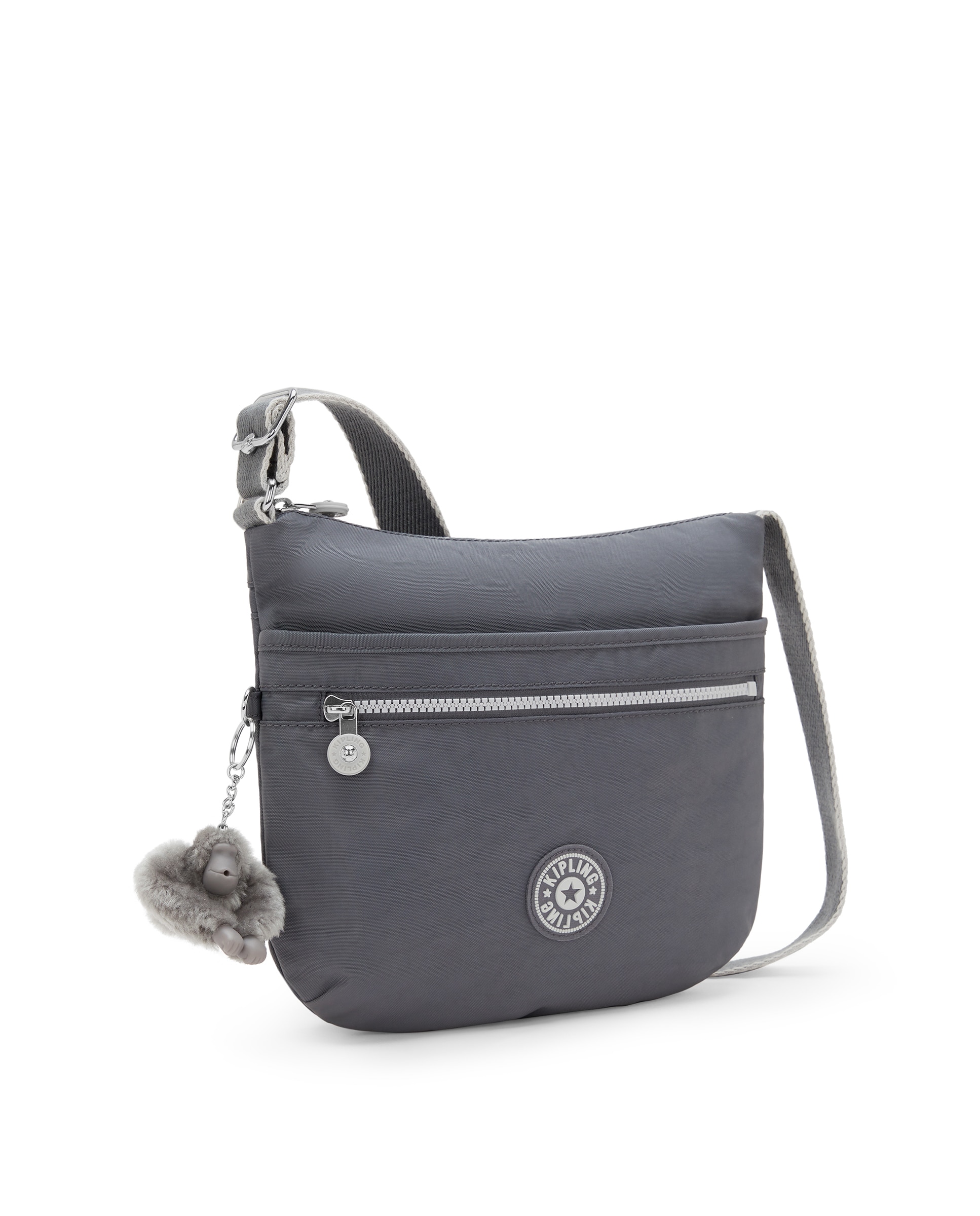 Bandolera de mujer con cremallera y asa regulable - Kipling - Gris Gris-4