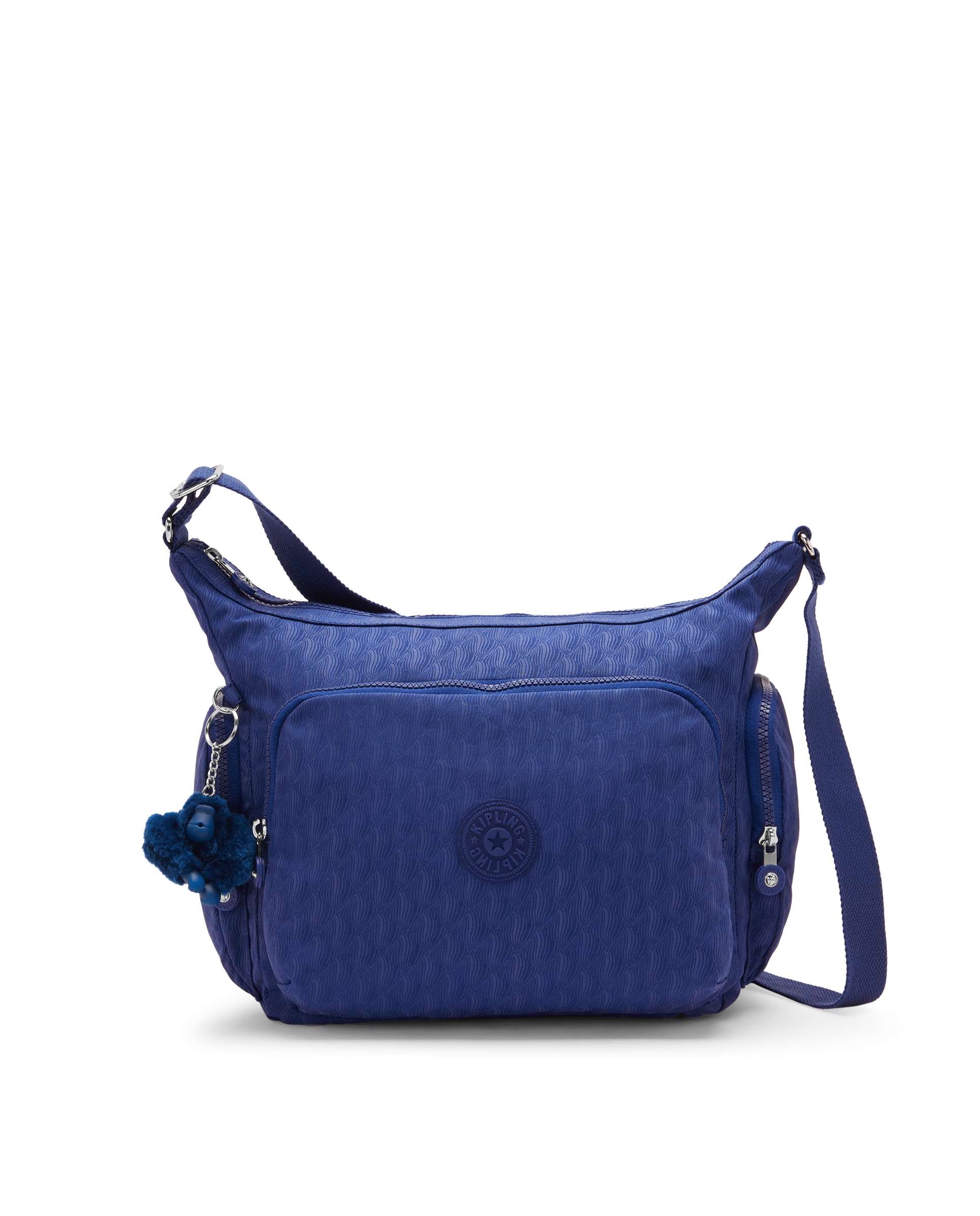 Bandolera grande de mujer con bolsillos externos y asa regulable - Kipling - Azul índigo Azul índigo-1