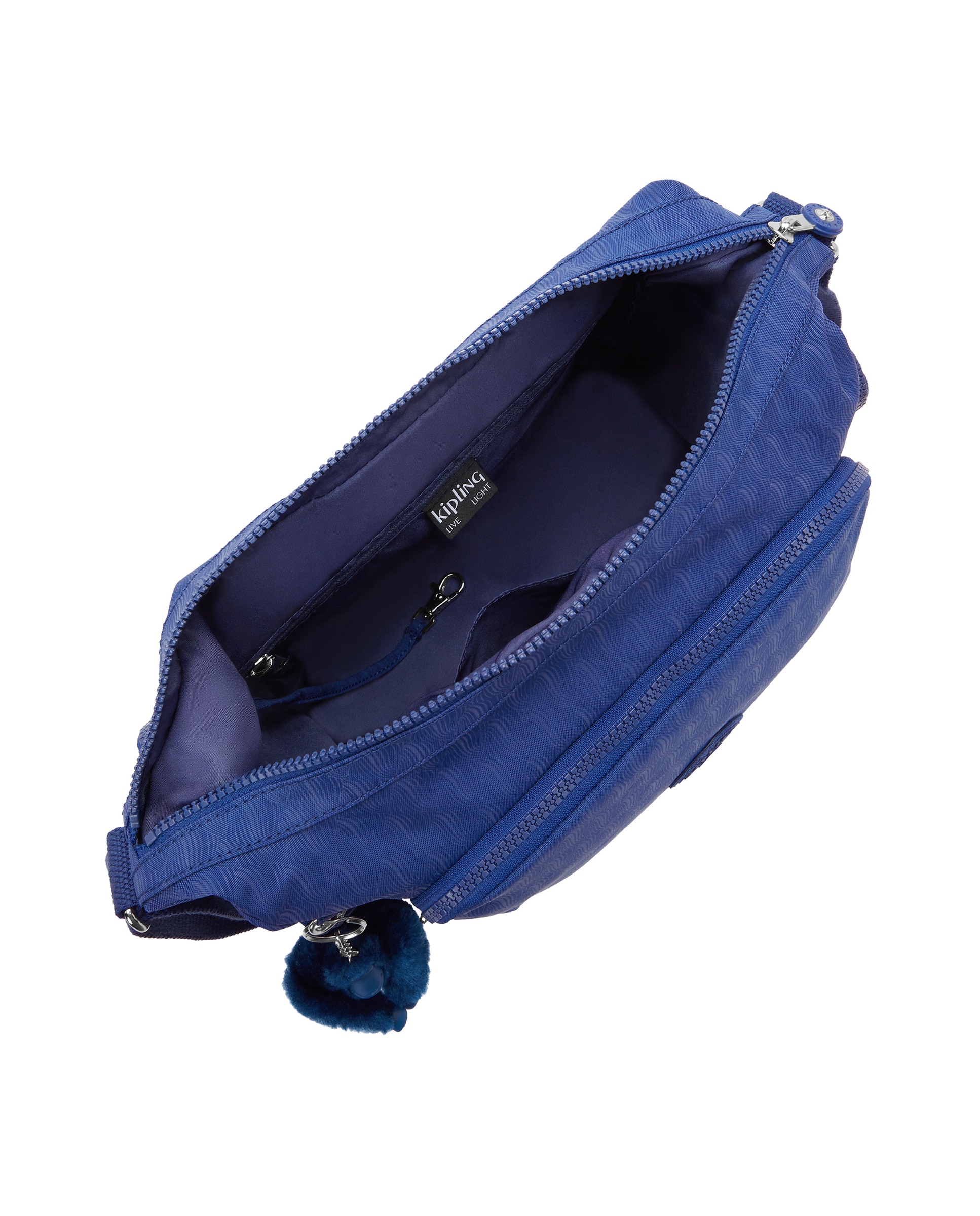 Bandolera grande de mujer con bolsillos externos y asa regulable - Kipling - Azul índigo Azul índigo-2