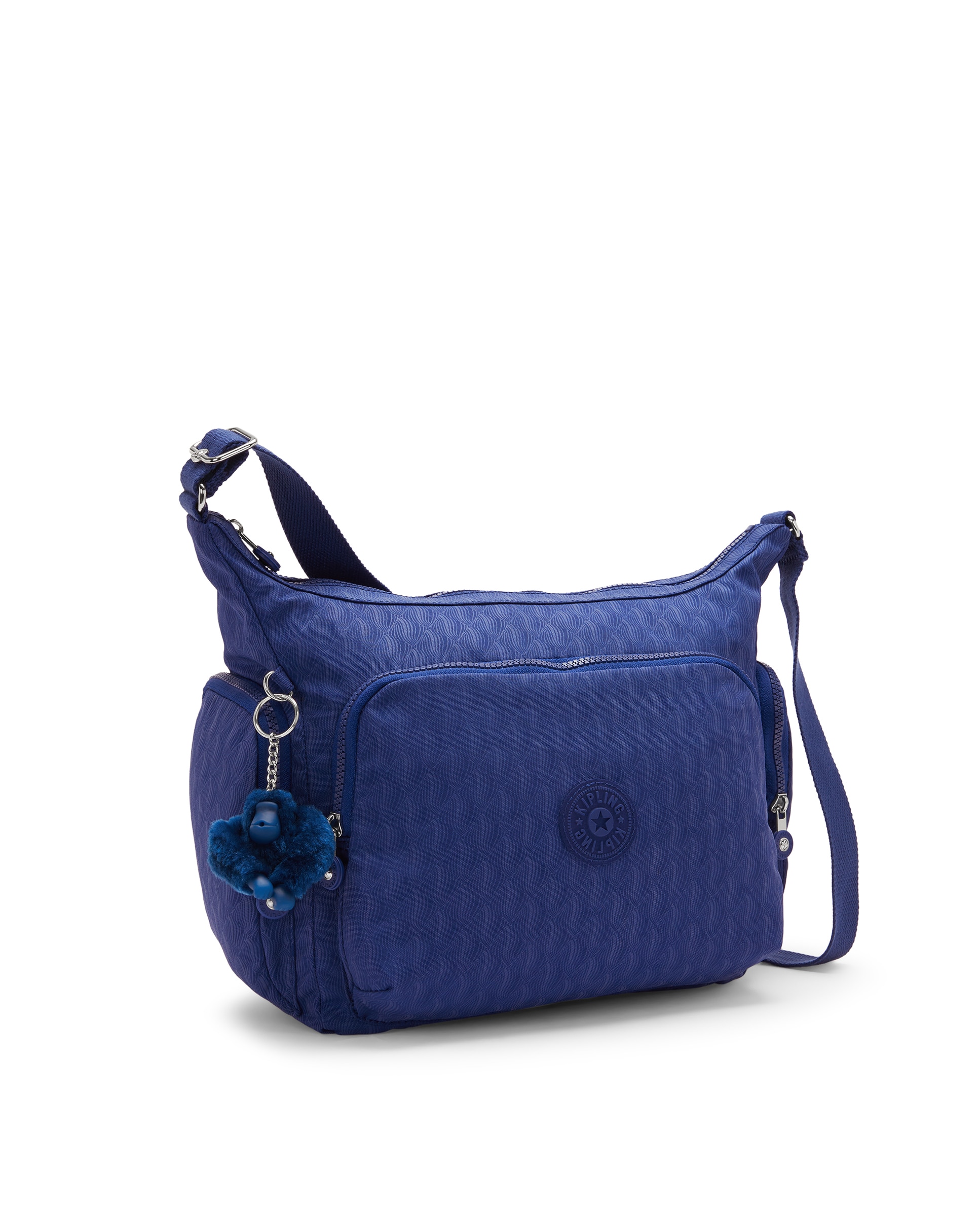 Bandolera grande de mujer con bolsillos externos y asa regulable - Kipling - Azul índigo Azul índigo-4