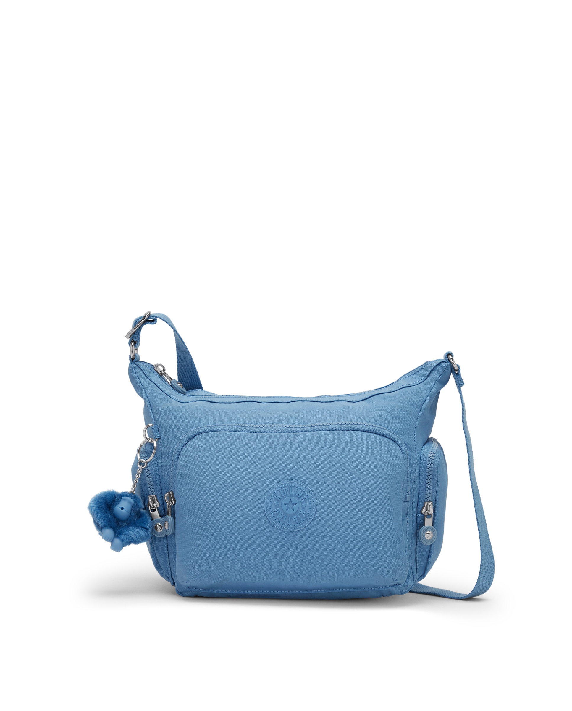 Bandolera mediana de mujer con bolsillos externos y asa regulable - Kipling - Azul celeste Azul celeste-1