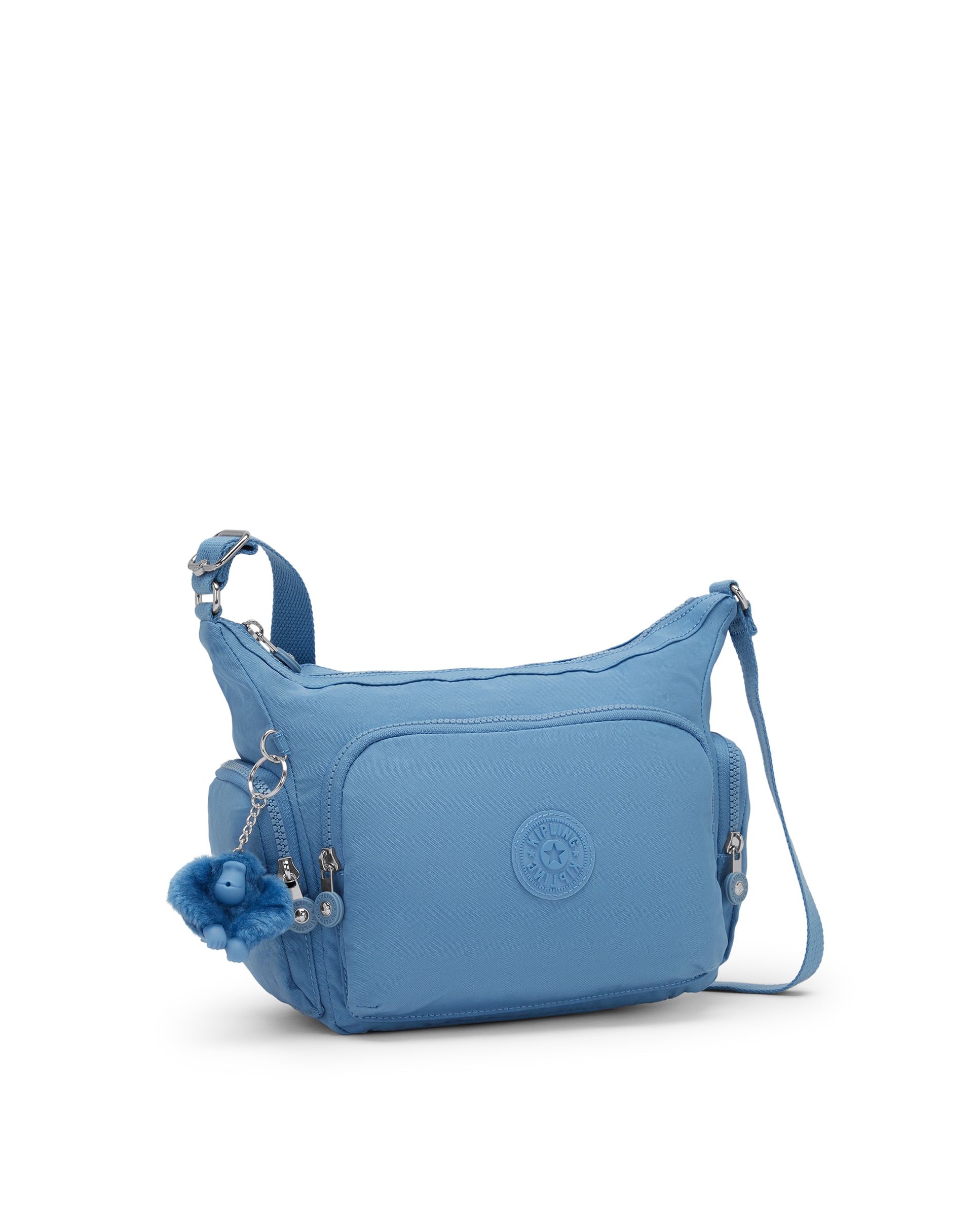 Bandolera mediana de mujer con bolsillos externos y asa regulable - Kipling - Azul celeste Azul celeste-4