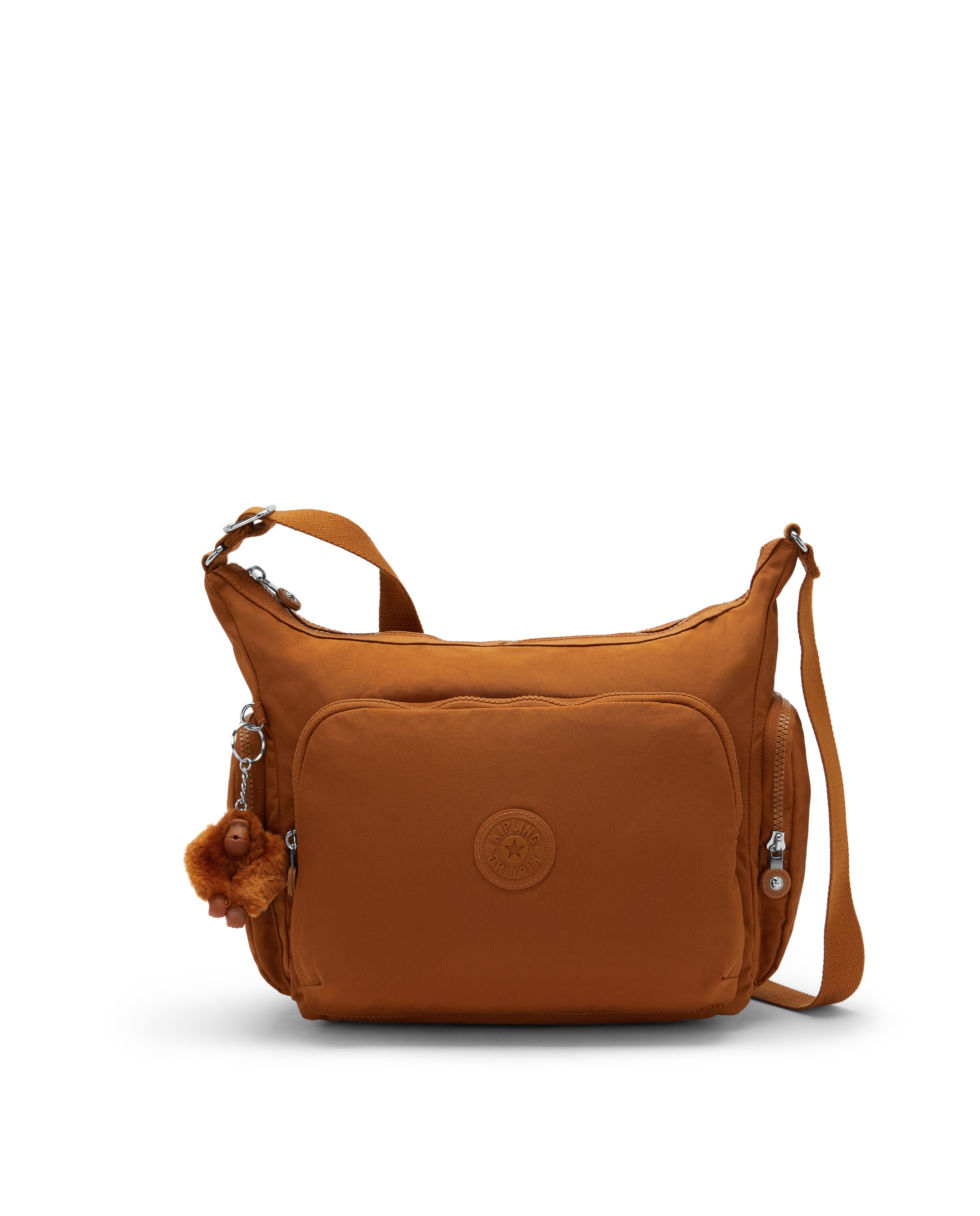 Bandolera grande de mujer con bolsillos externos y asa regulable - Kipling - Canela Canela-1