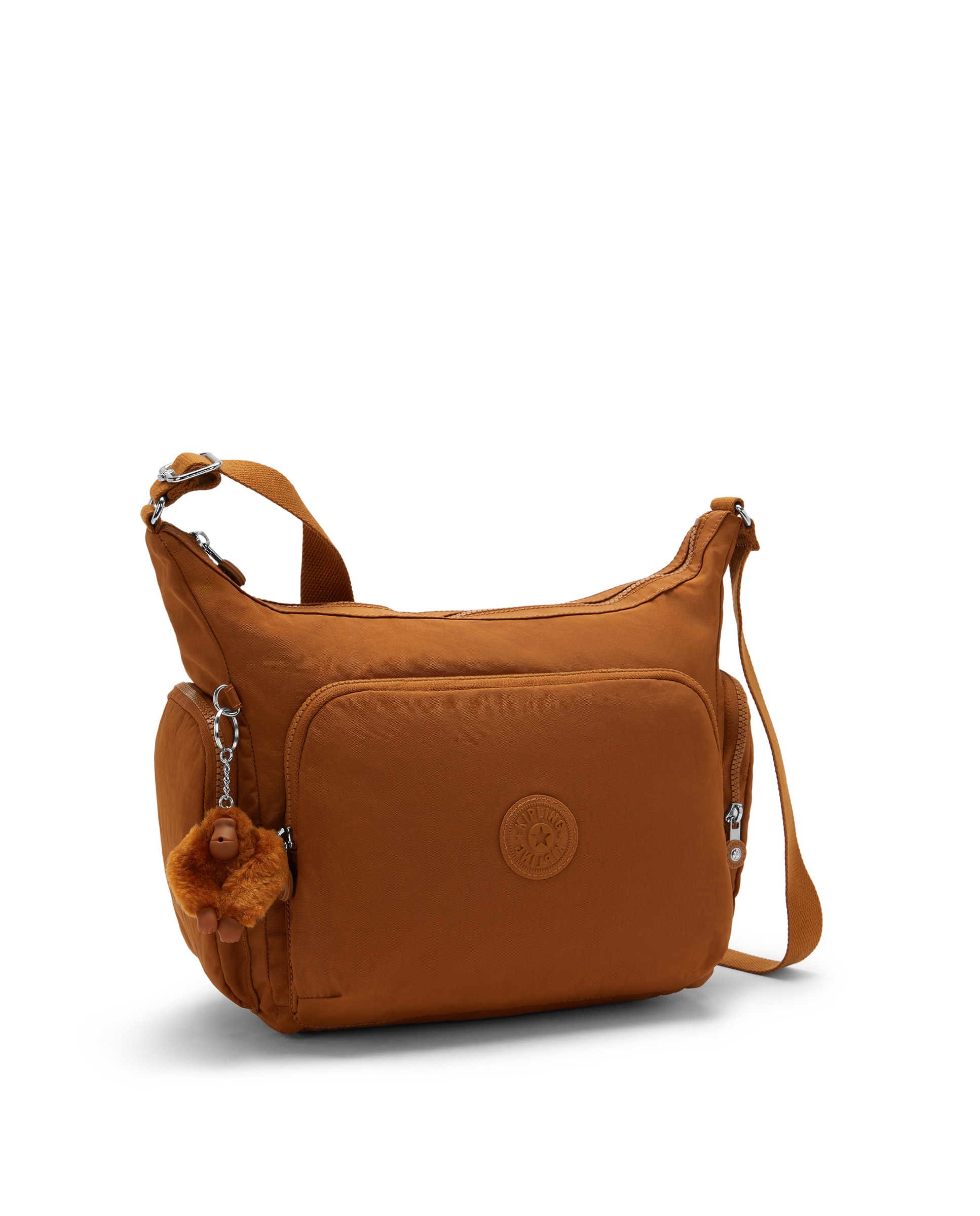 Bandolera grande de mujer con bolsillos externos y asa regulable - Kipling - Canela Canela-4