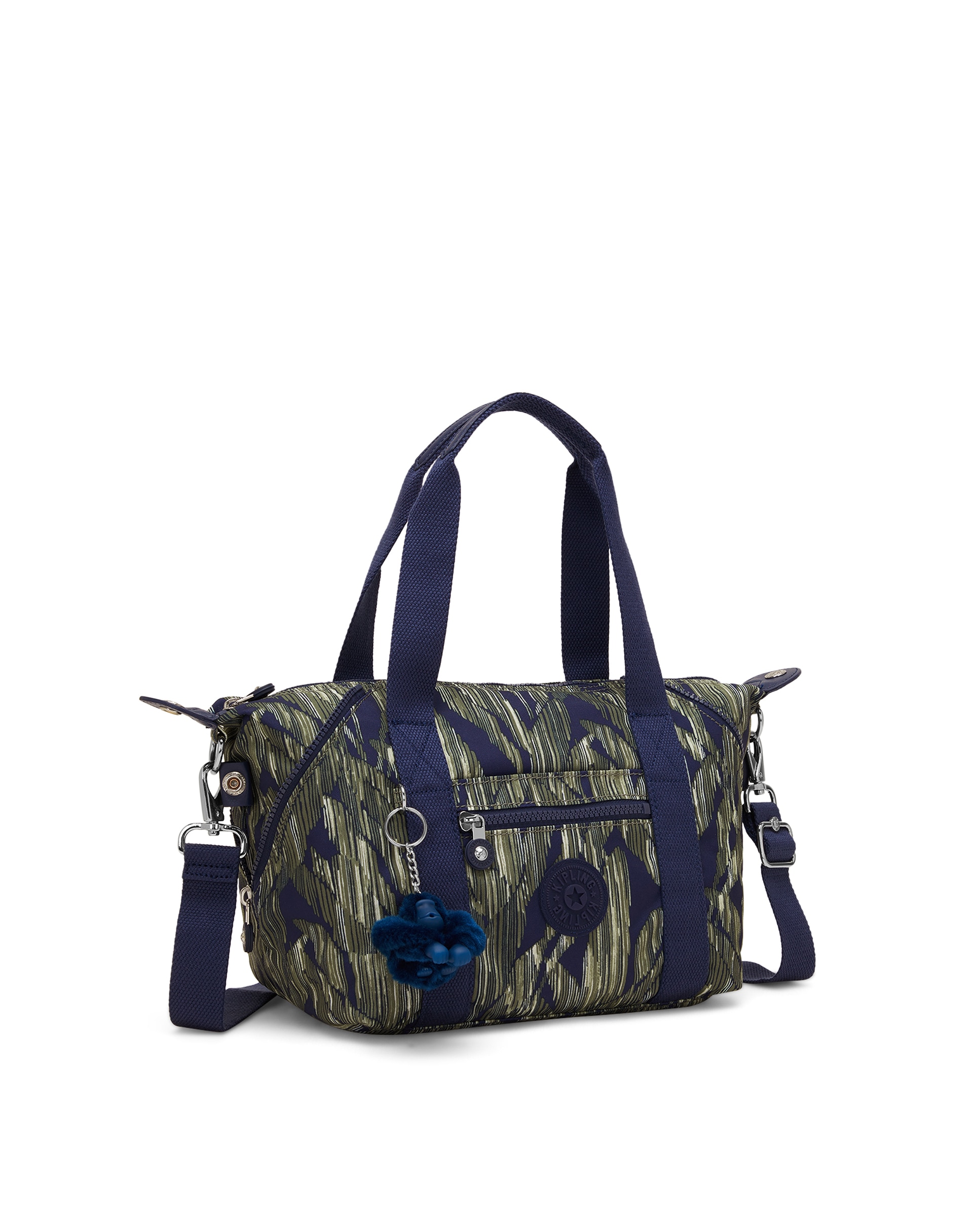 Shopper pequeño con cremallera y asa bandolera extraíble - Kipling - Verde / Azul marino Verde / Azul marino-4