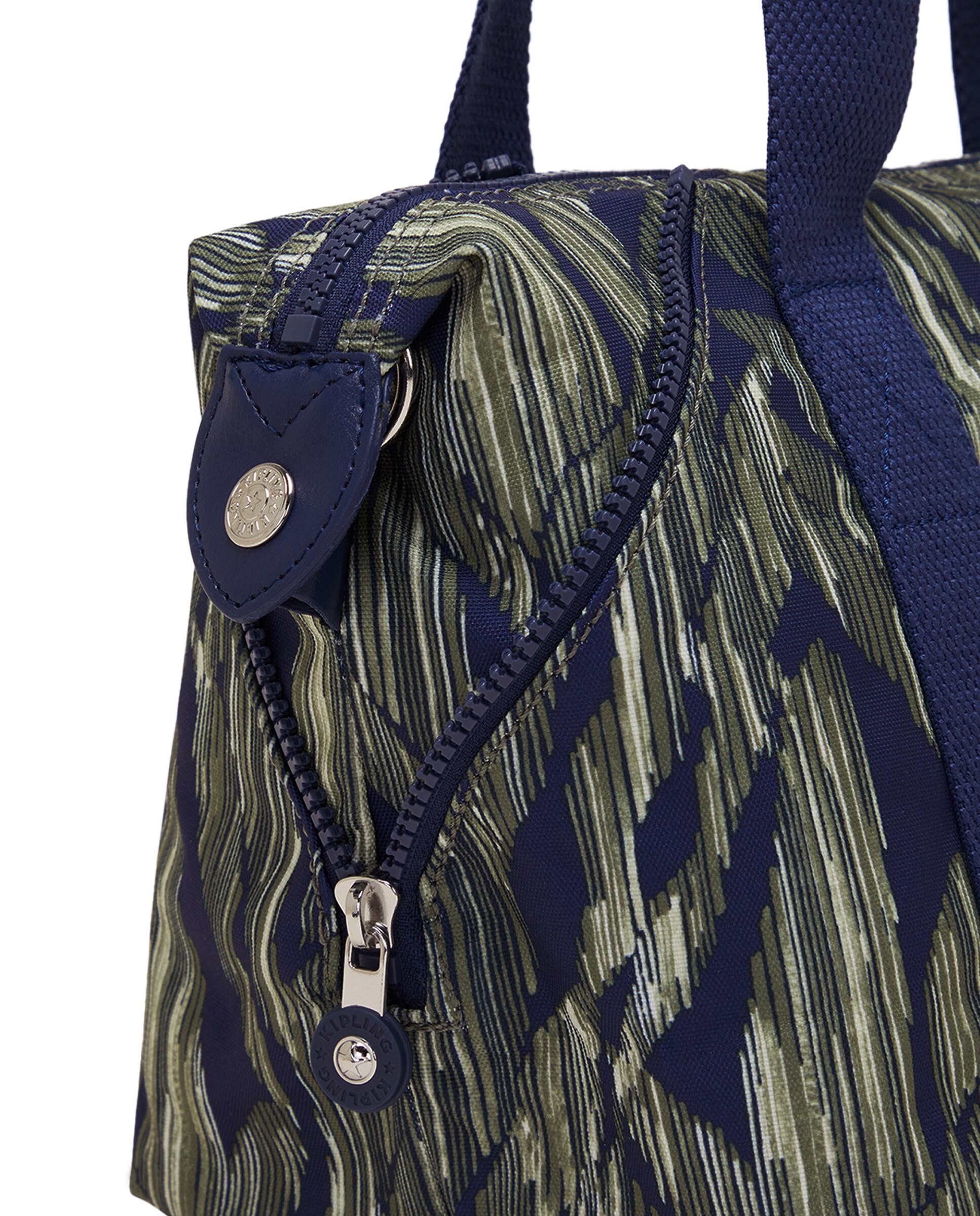 Shopper pequeño con cremallera y asa bandolera extraíble - Kipling - Verde / Azul marino Verde / Azul marino-6