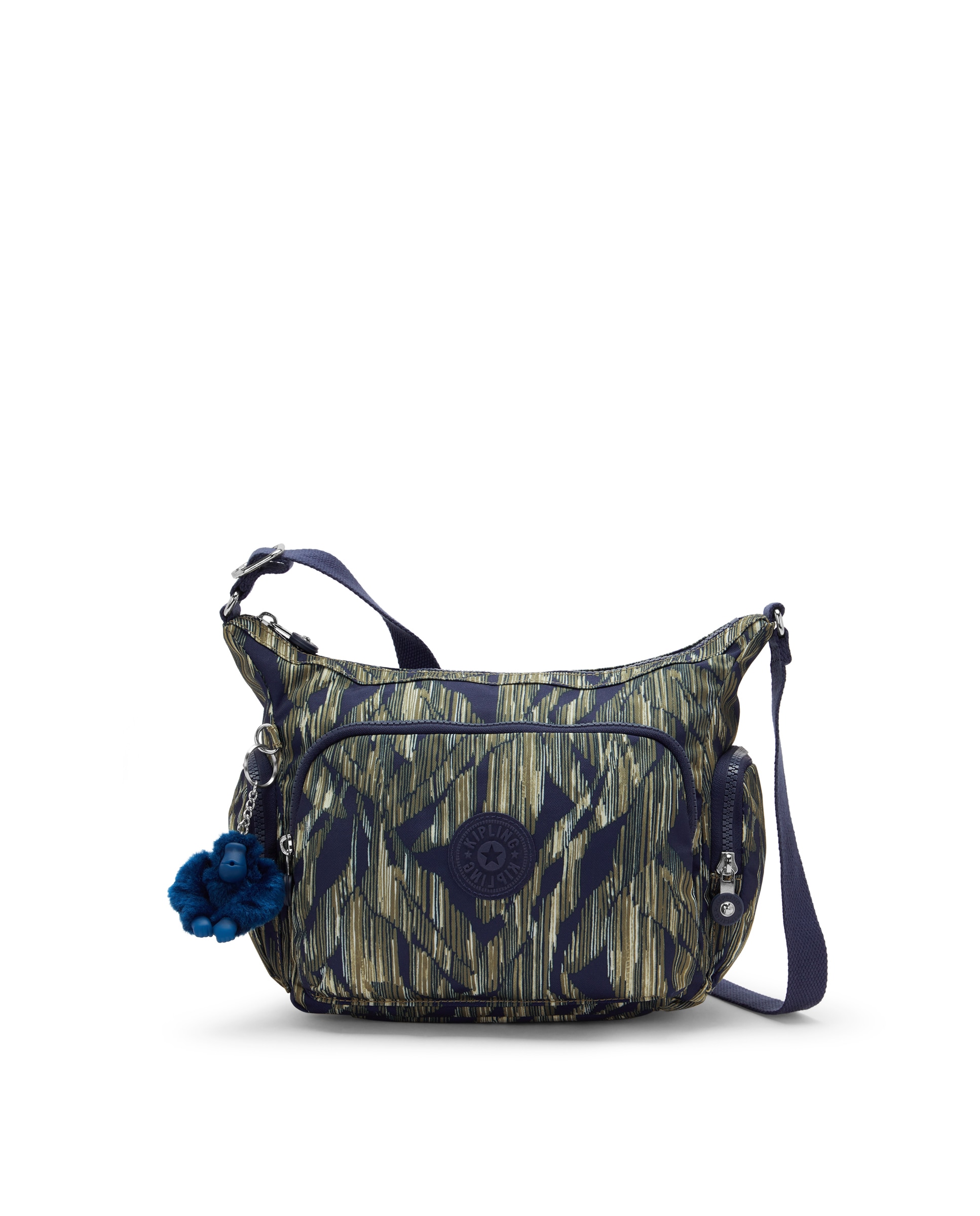 Bandolera mediana de mujer con bolsillos externos y asa regulable - Kipling - Verde / Azul marino Verde / Azul marino-1