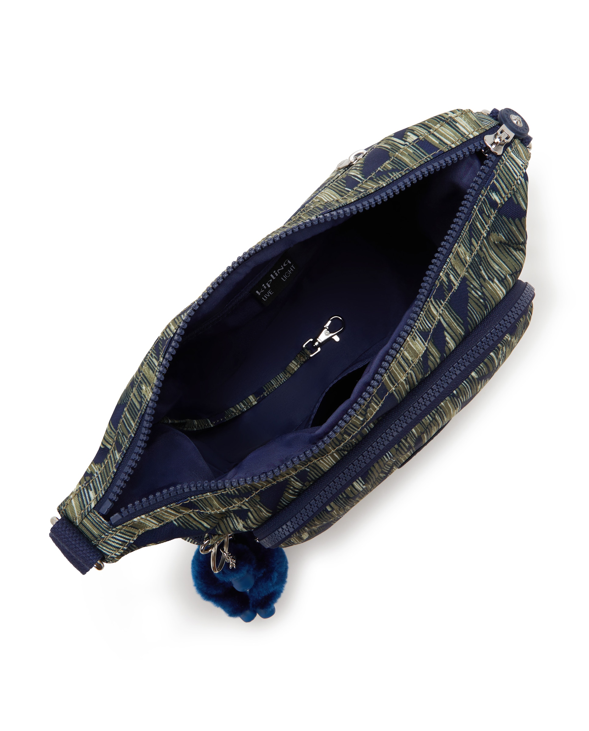 Bandolera mediana de mujer con bolsillos externos y asa regulable - Kipling - Verde / Azul marino Verde / Azul marino-2