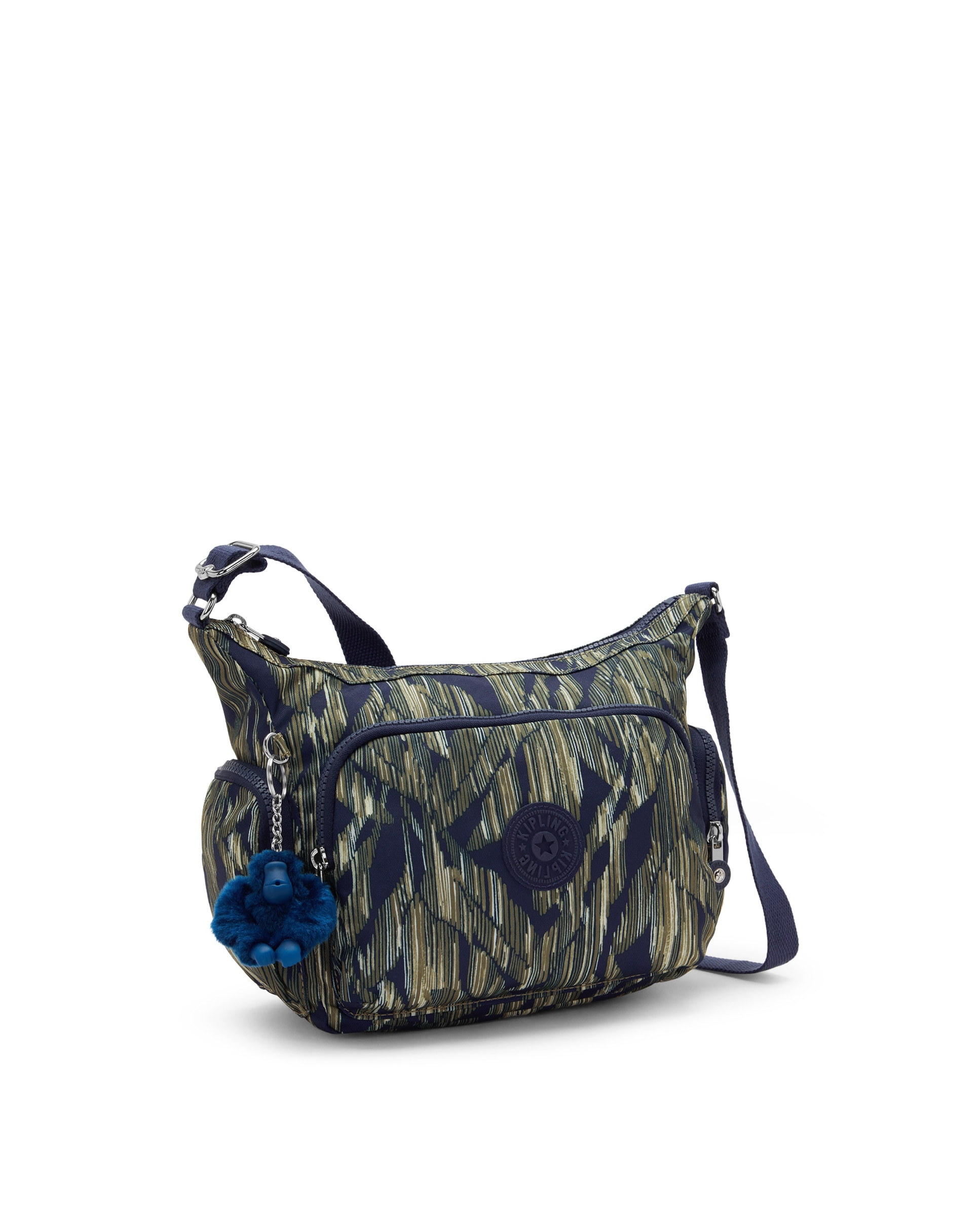 Bandolera mediana de mujer con bolsillos externos y asa regulable - Kipling - Verde / Azul marino Verde / Azul marino-4