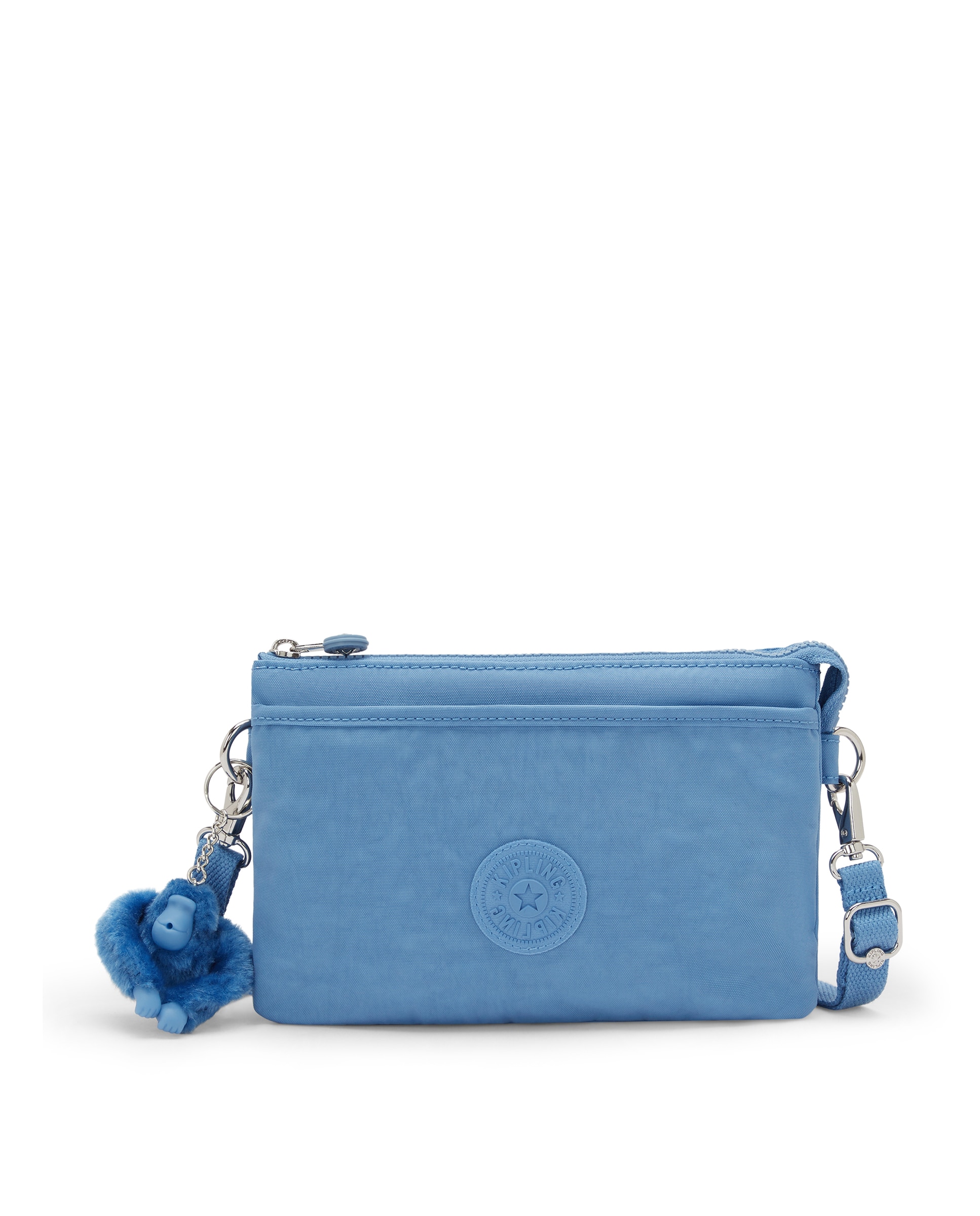 Bandolera pequeña de mujer con cremallera y asa regulable - Kipling - Azul celeste Azul celeste-1