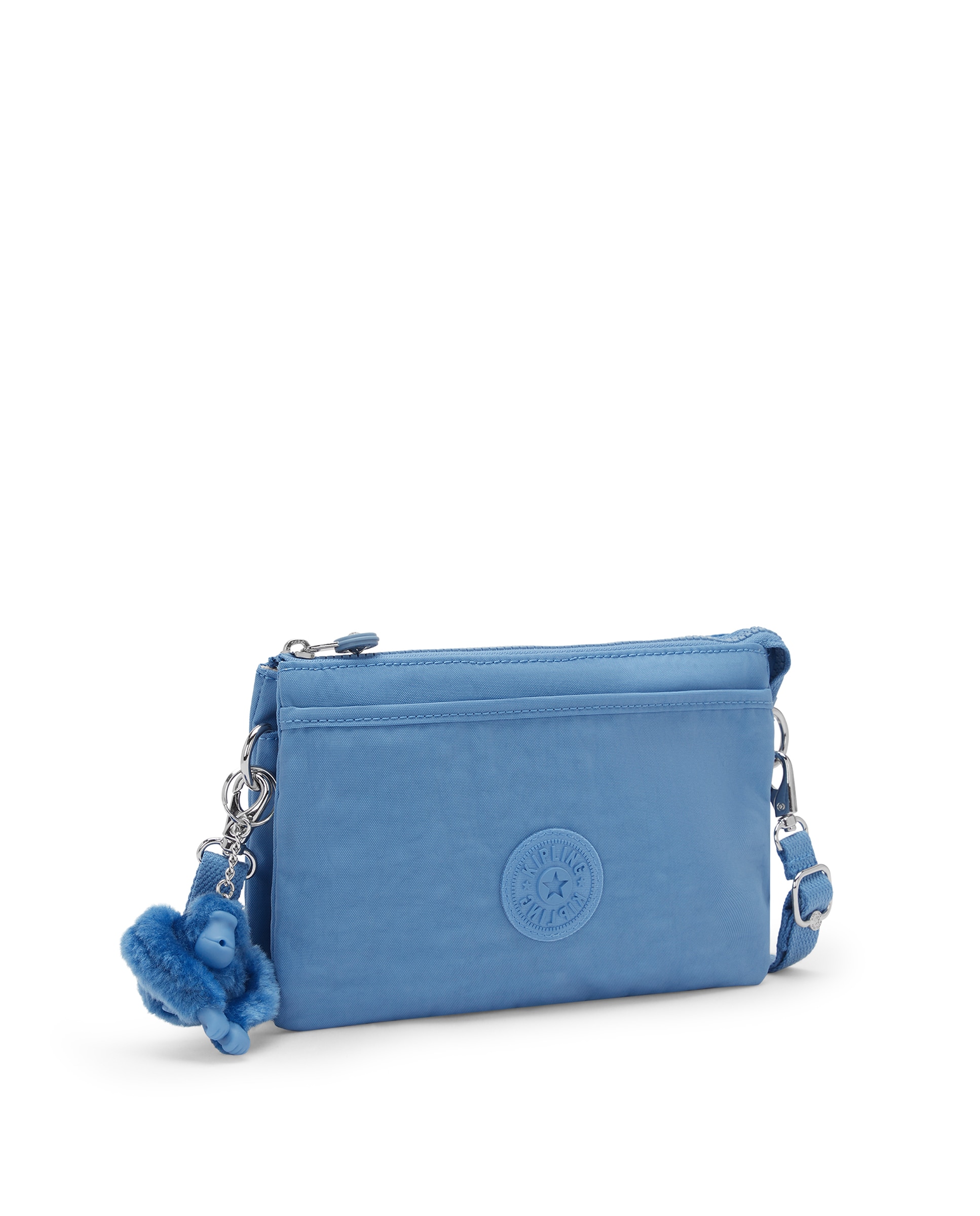 Bandolera pequeña de mujer con cremallera y asa regulable - Kipling - Azul celeste Azul celeste-4