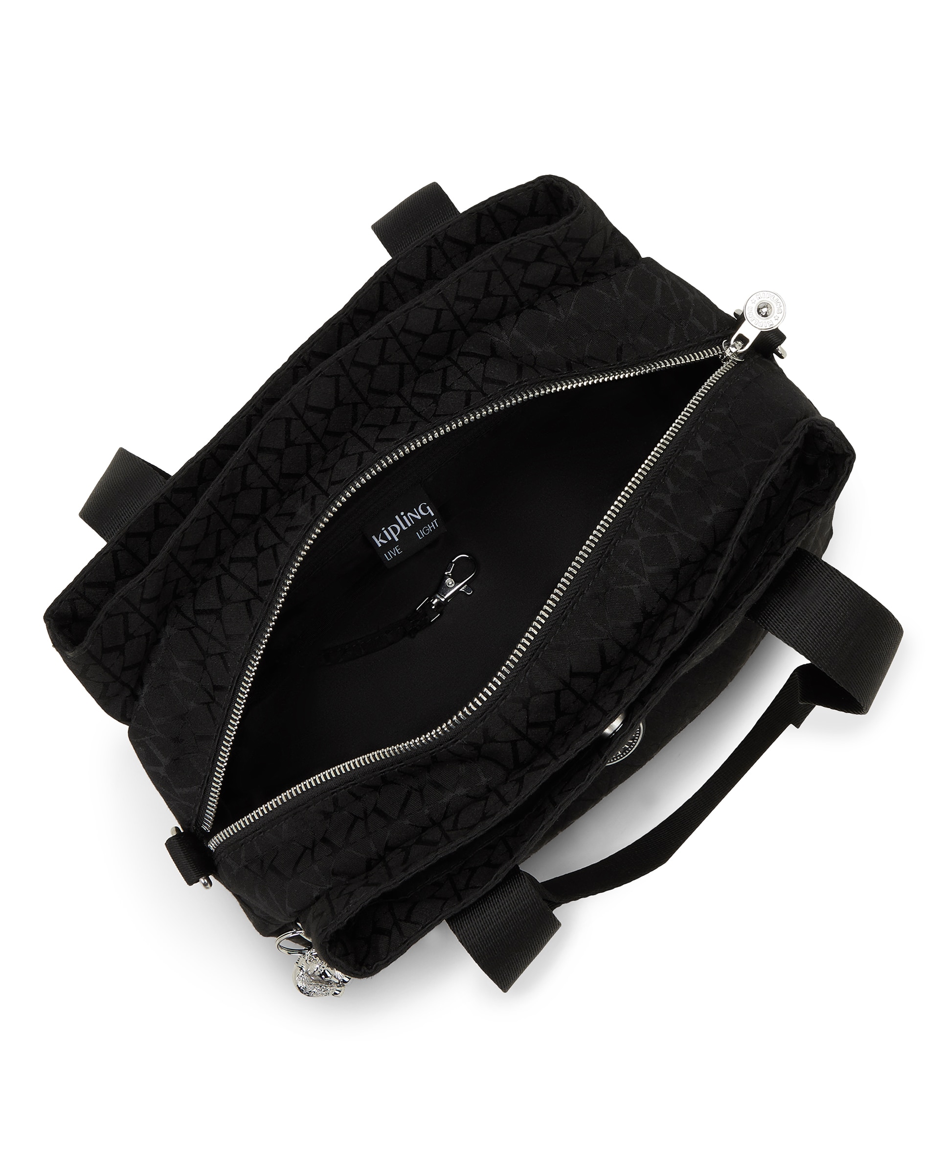 Bolso de hombro con múltiples compartimento y asa extraíble - Kipling - Negro Negro-2