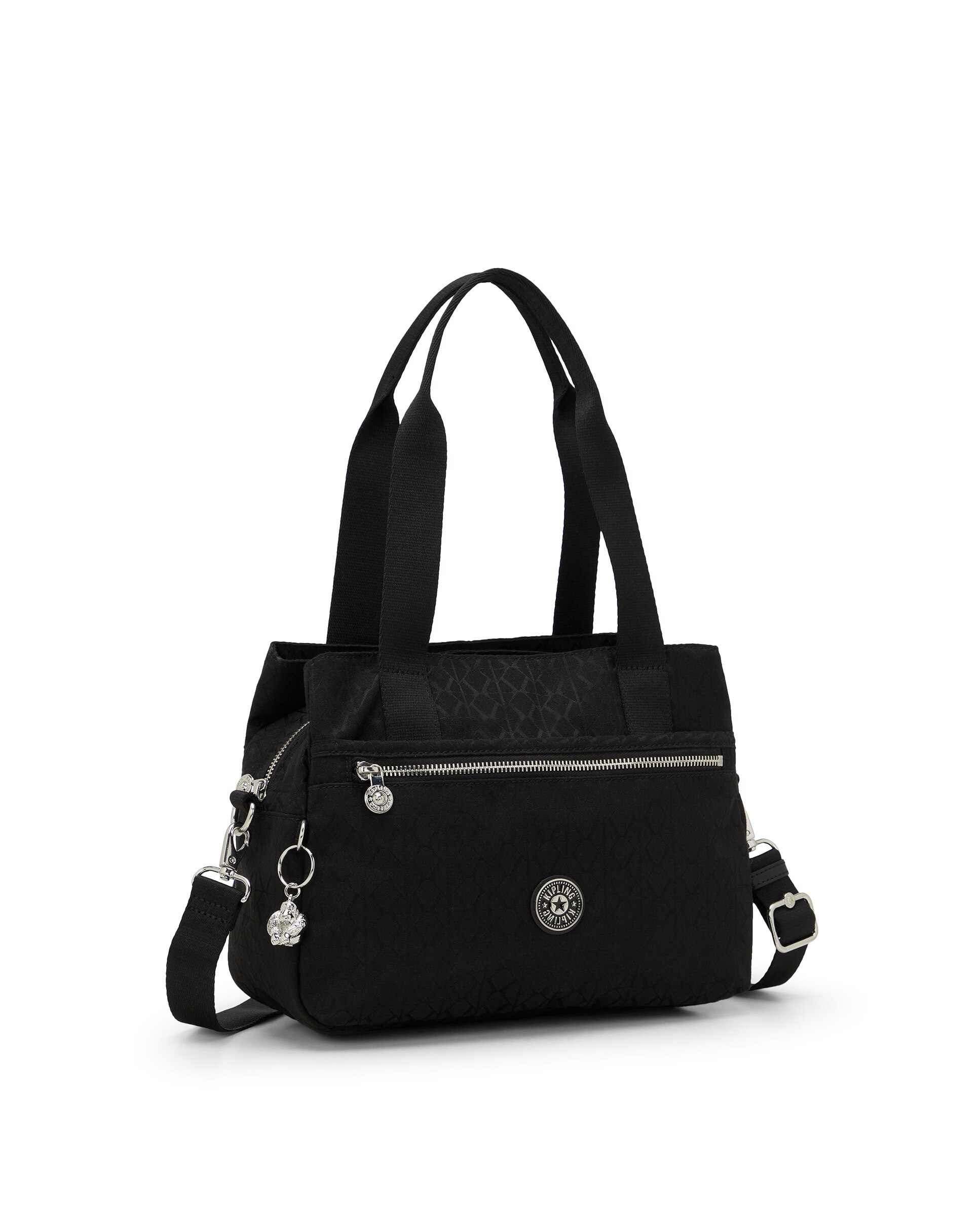 Bolso de hombro con múltiples compartimento y asa extraíble - Kipling - Negro Negro-4