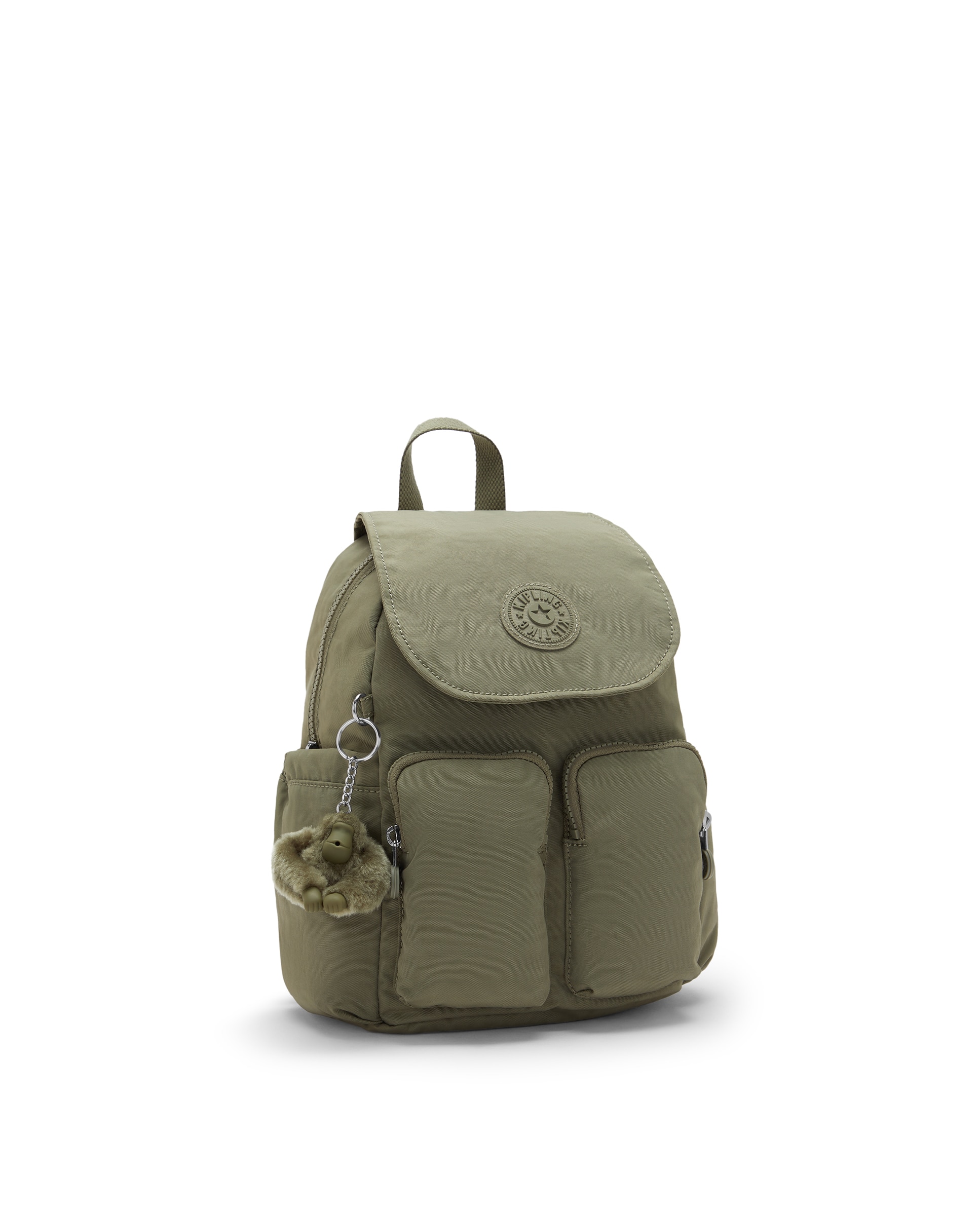 Mochila mini de mujer con bolsillos externos - Kipling - Verde Oliva Verde Oliva-4