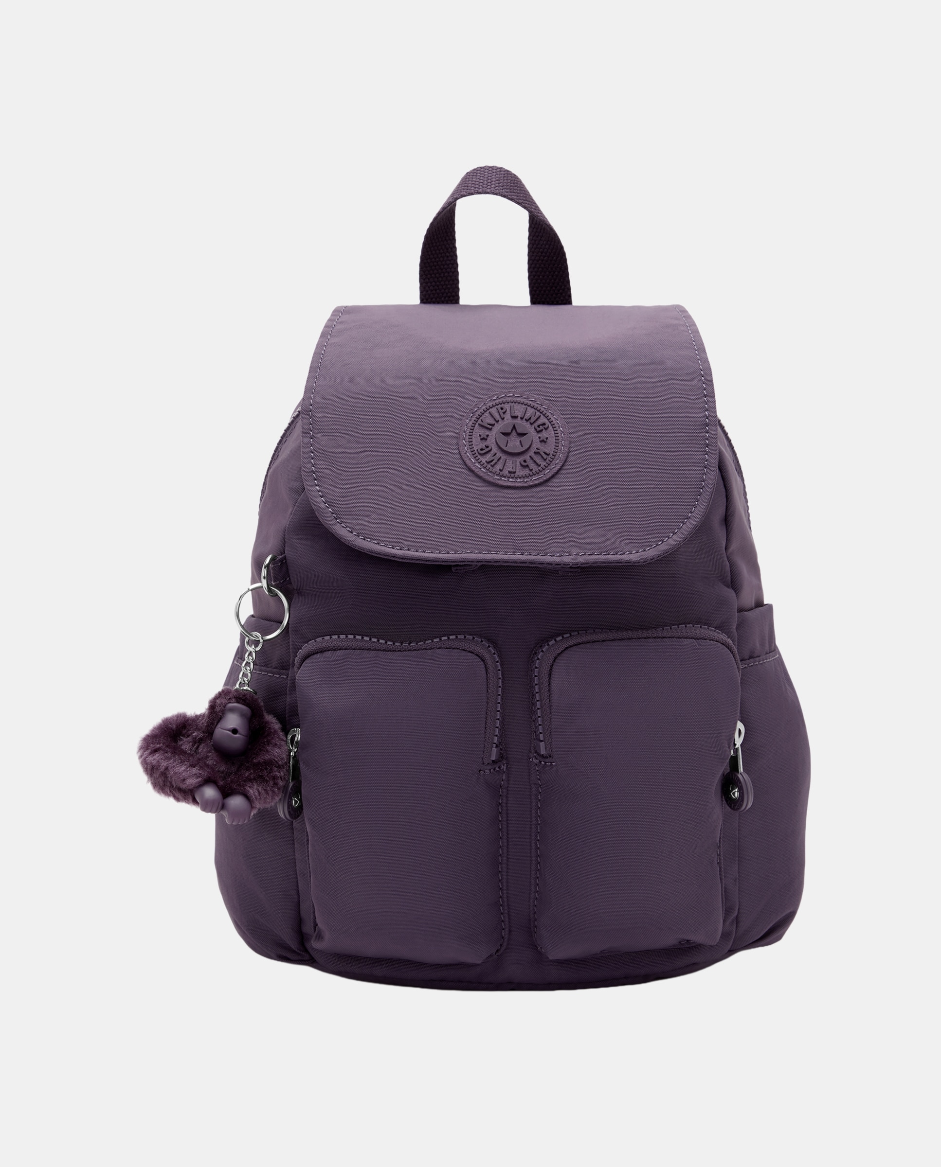 Mochila de mujer city pocket mini con bolsillos externos - Kipling - Berenjena Berenjena-1