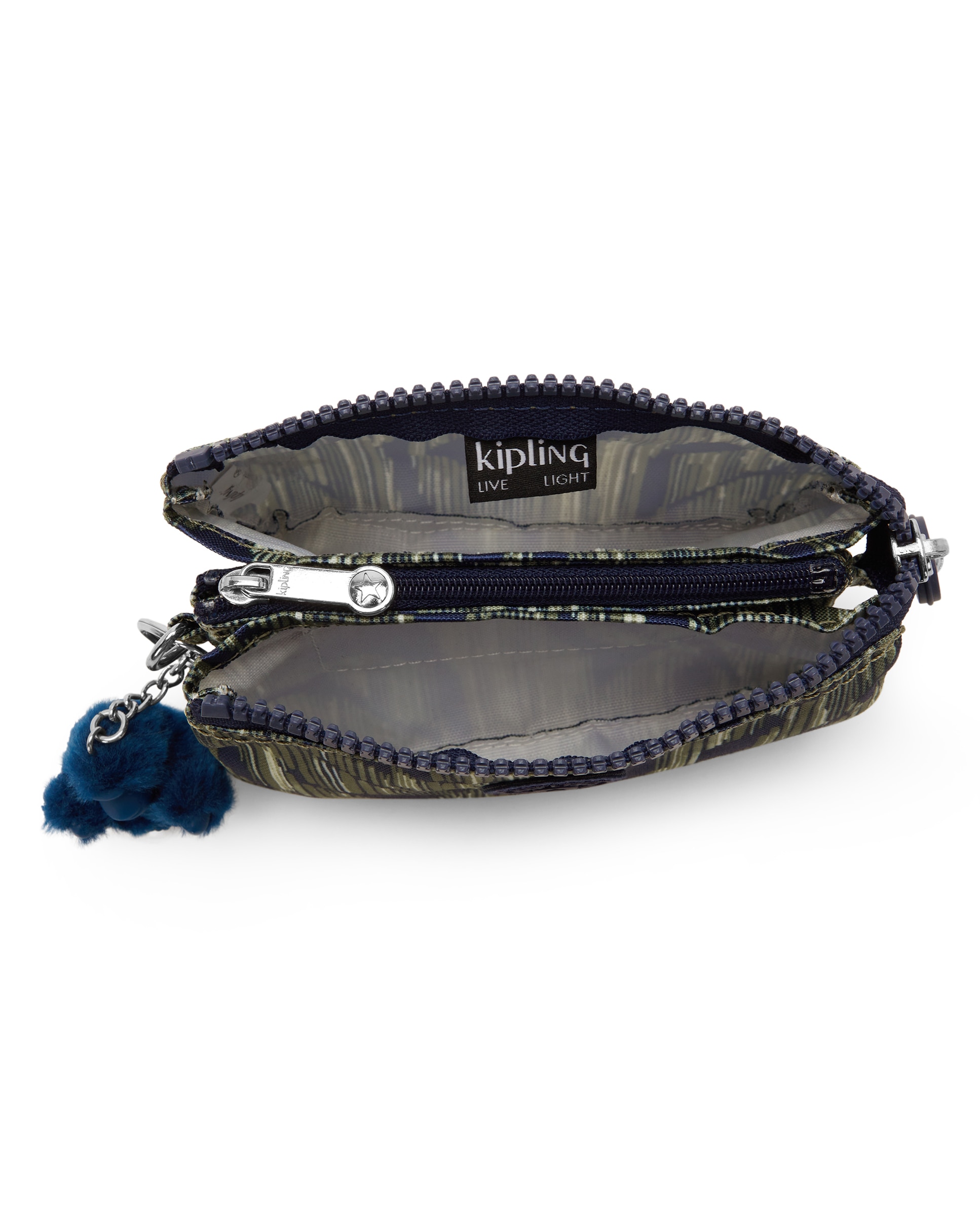 Monedero pequeño de mujer con cremallera y llavero - Kipling - Verde / Azul marino Verde / Azul marino-2