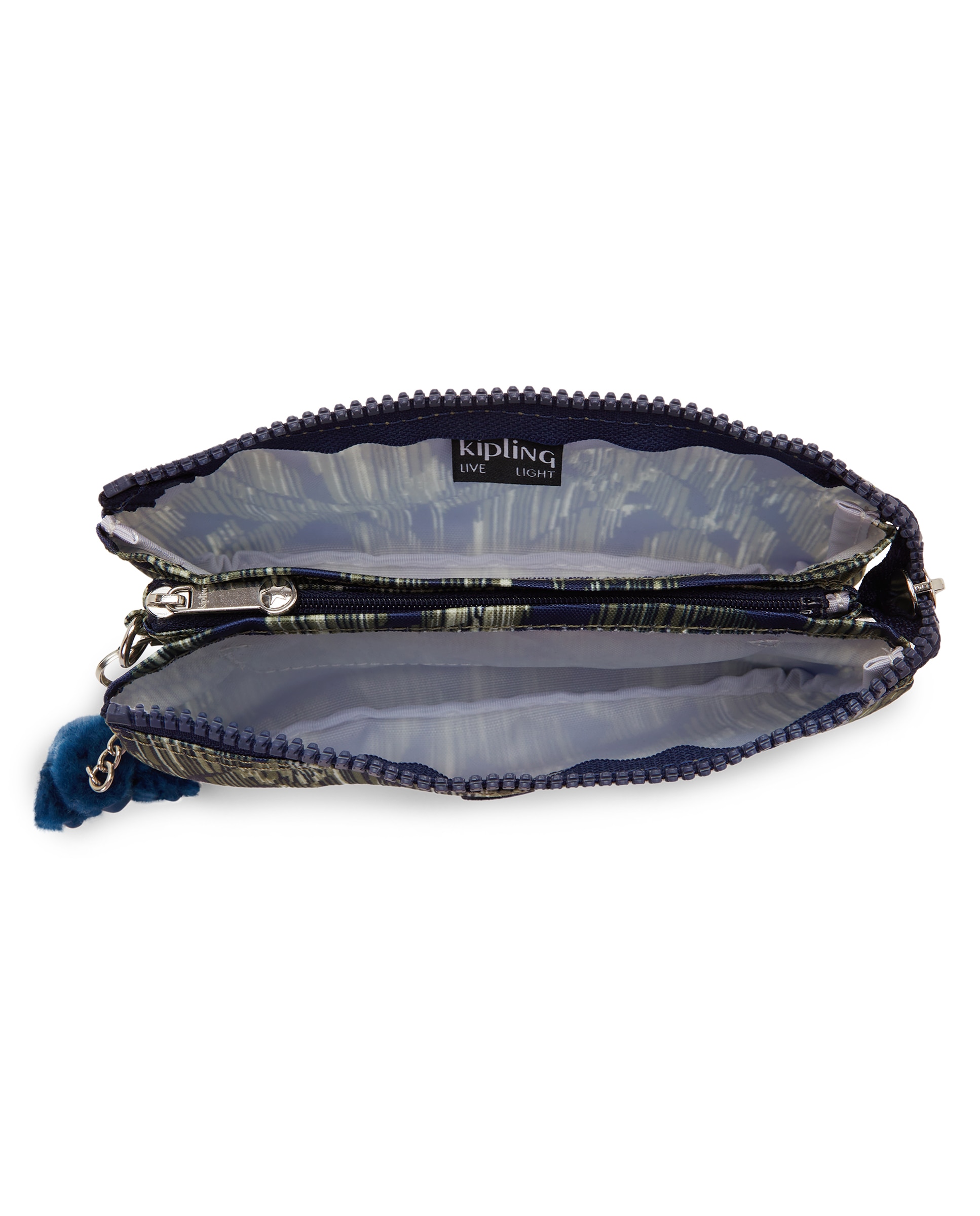 Monedero grande de mujer con cremallera y llavero - Kipling - Verde / Azul marino Verde / Azul marino-2