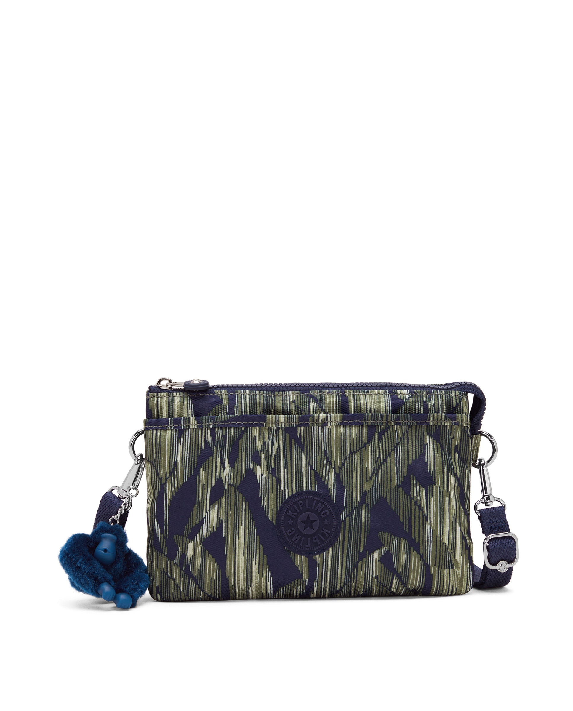 Bandolera pequeña de mujer con cremallera y asa regulable - Kipling - Verde / Azul marino Verde / Azul marino-1
