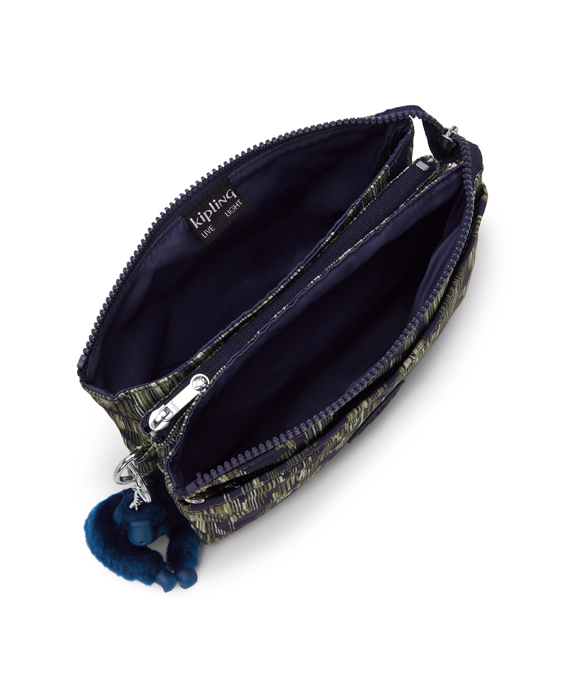 Bandolera pequeña de mujer con cremallera y asa regulable - Kipling - Verde / Azul marino Verde / Azul marino-2