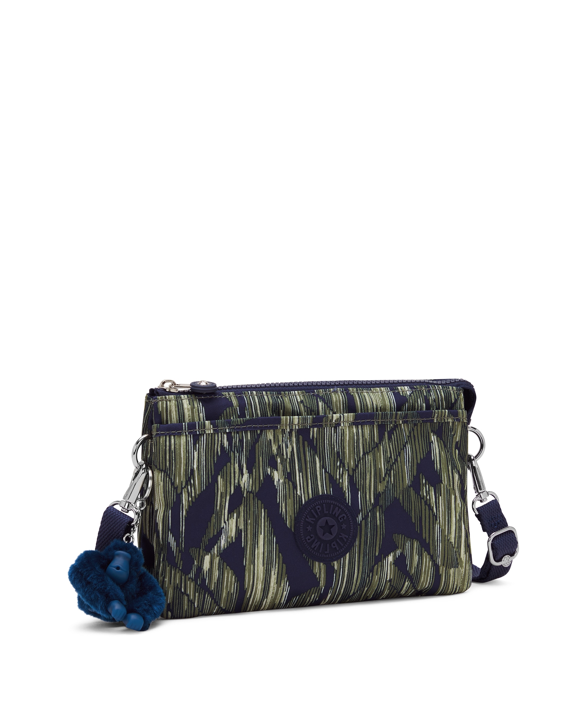 Bandolera pequeña de mujer con cremallera y asa regulable - Kipling - Verde / Azul marino Verde / Azul marino-4