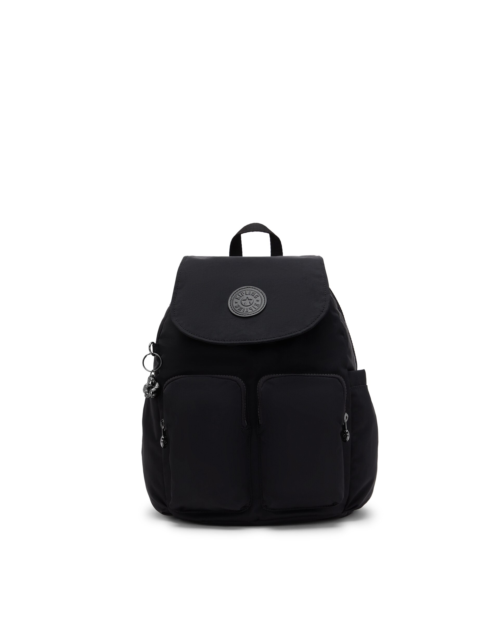 Mochila pequeña de mujer con bolsillos externos - Kipling - Negro mate Negro mate-1