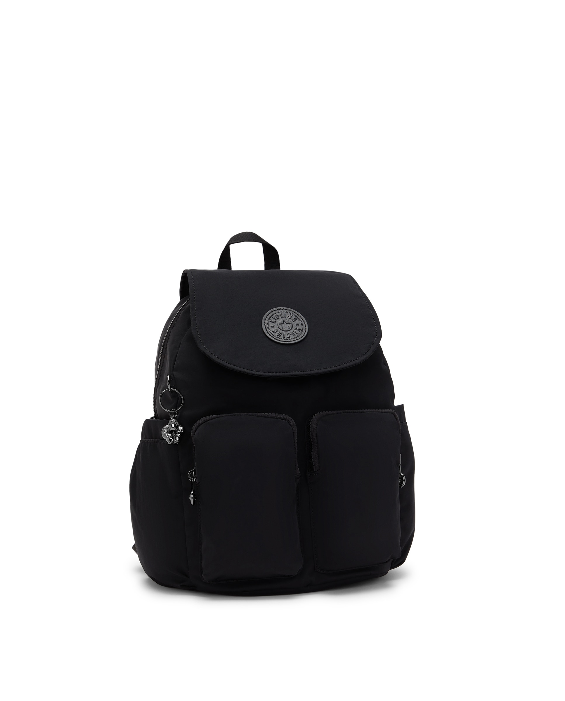 Mochila pequeña de mujer con bolsillos externos - Kipling - Negro mate Negro mate-4