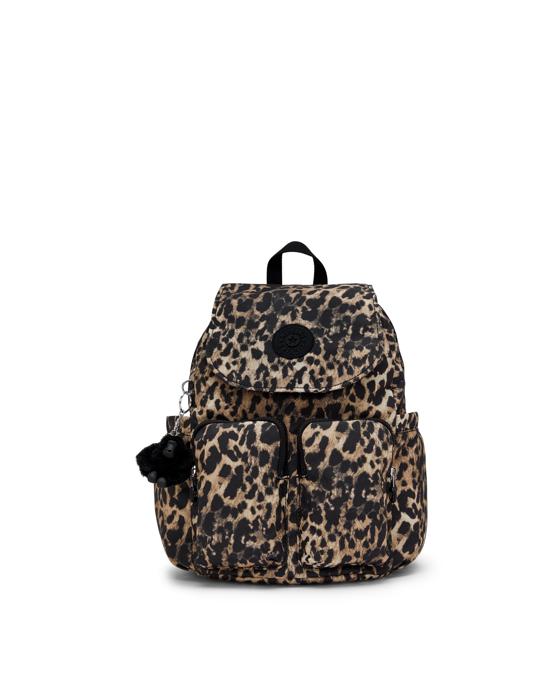 Mochila pequeña de mujer con bolsillos externos - Kipling - Negro / Natural Negro / Natural-1