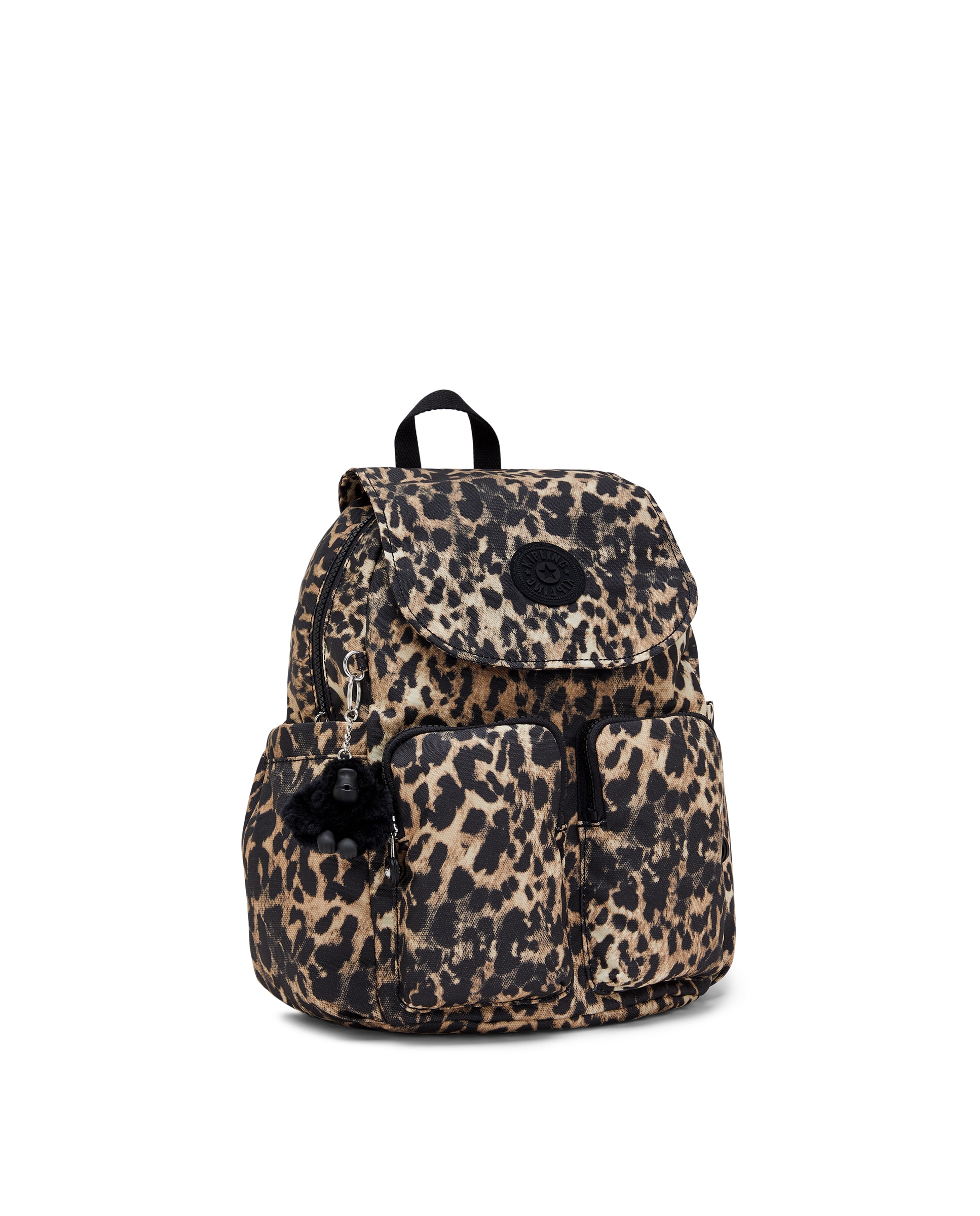 Mochila pequeña de mujer con bolsillos externos - Kipling - Negro / Natural Negro / Natural-4