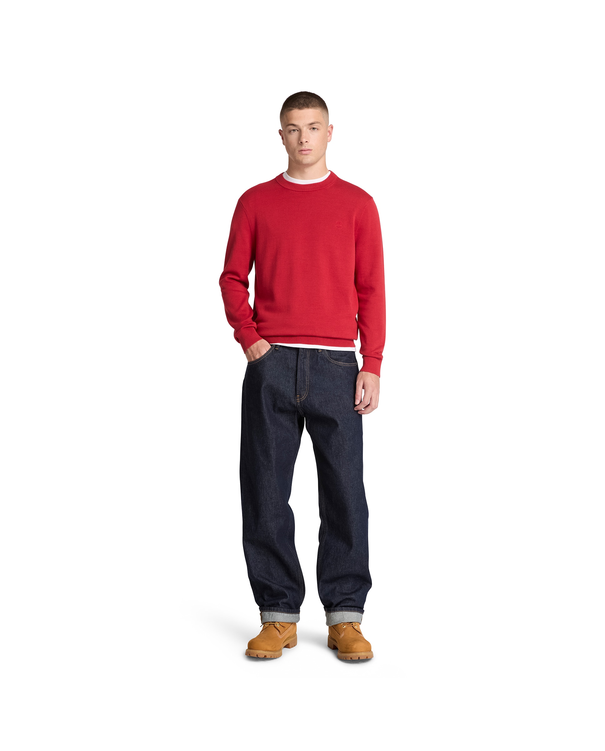 Jersey de hombre de cuello redondo de algodón williams river - Timberland - Rojo Rojo-2