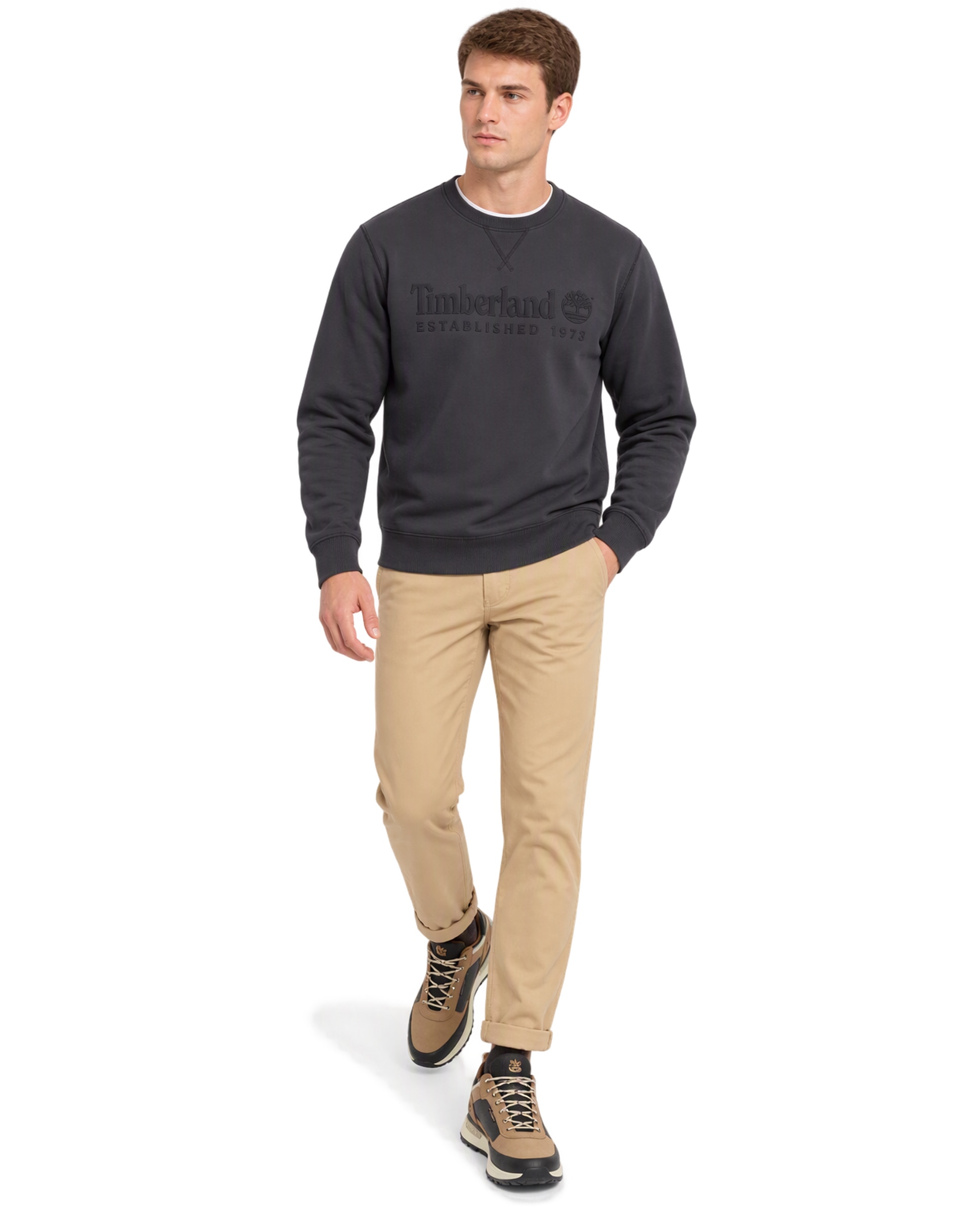 Sudadera de hombre de cuello redondo con logotipo established 1973 bordado - Timberland - Antracita Antracita-2