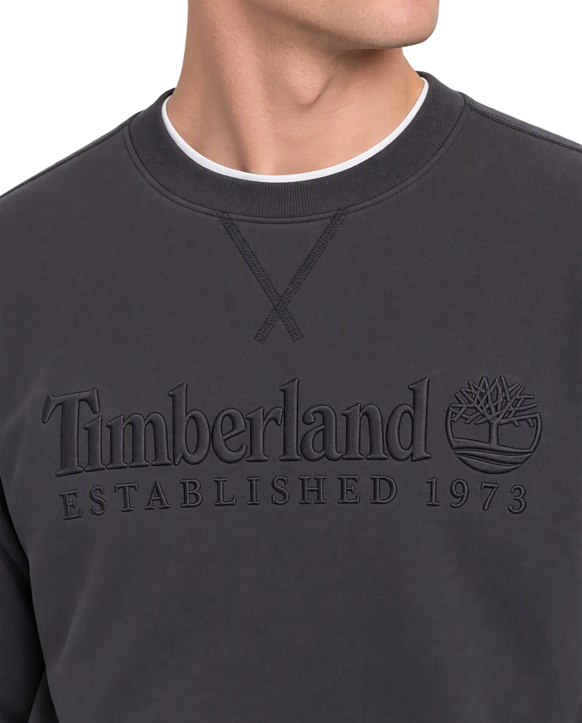 Sudadera de hombre de cuello redondo con logotipo established 1973 bordado - Timberland - Antracita Antracita-3