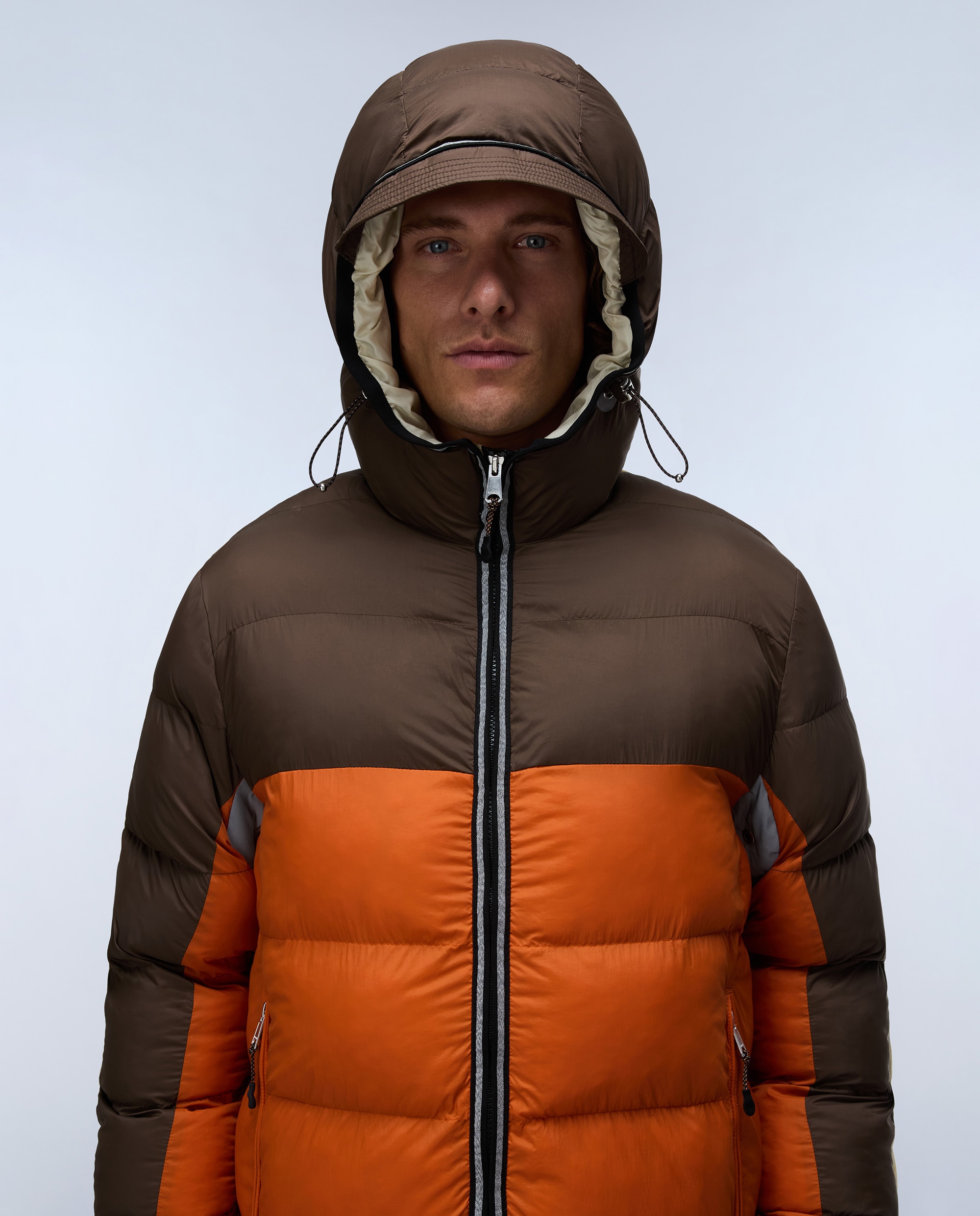 Plumífero de hombre archive jkt cb con capucha - Napapijri - Marrón / Naranja Marrón / Naranja-3