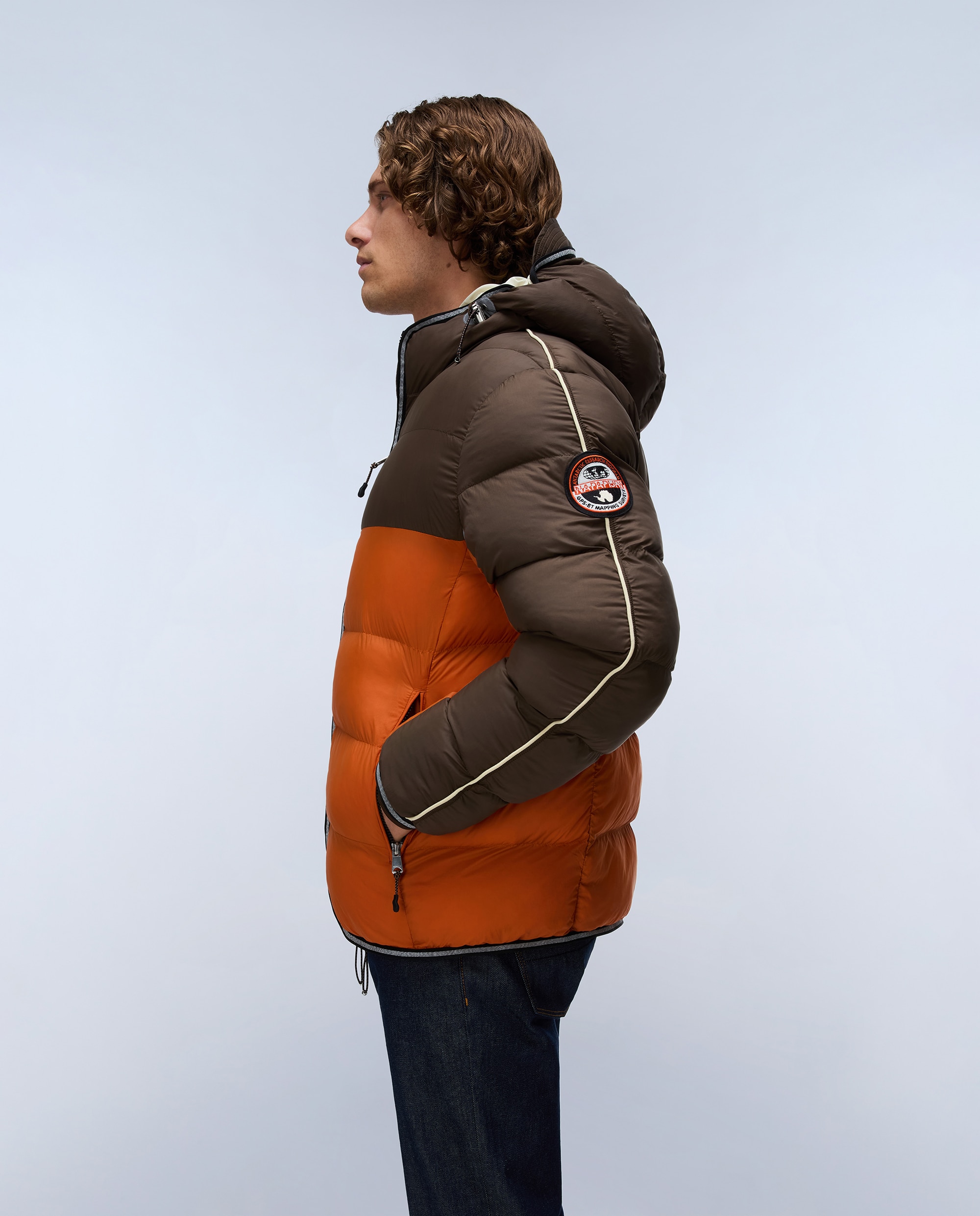 Plumífero de hombre archive jkt cb con capucha - Napapijri - Marrón / Naranja Marrón / Naranja-4