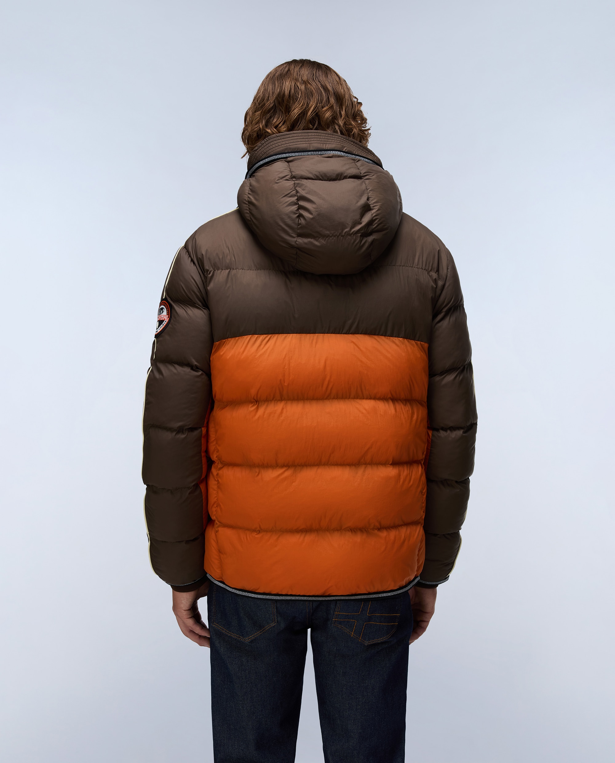 Plumífero de hombre archive jkt cb con capucha - Napapijri - Marrón / Naranja Marrón / Naranja-5