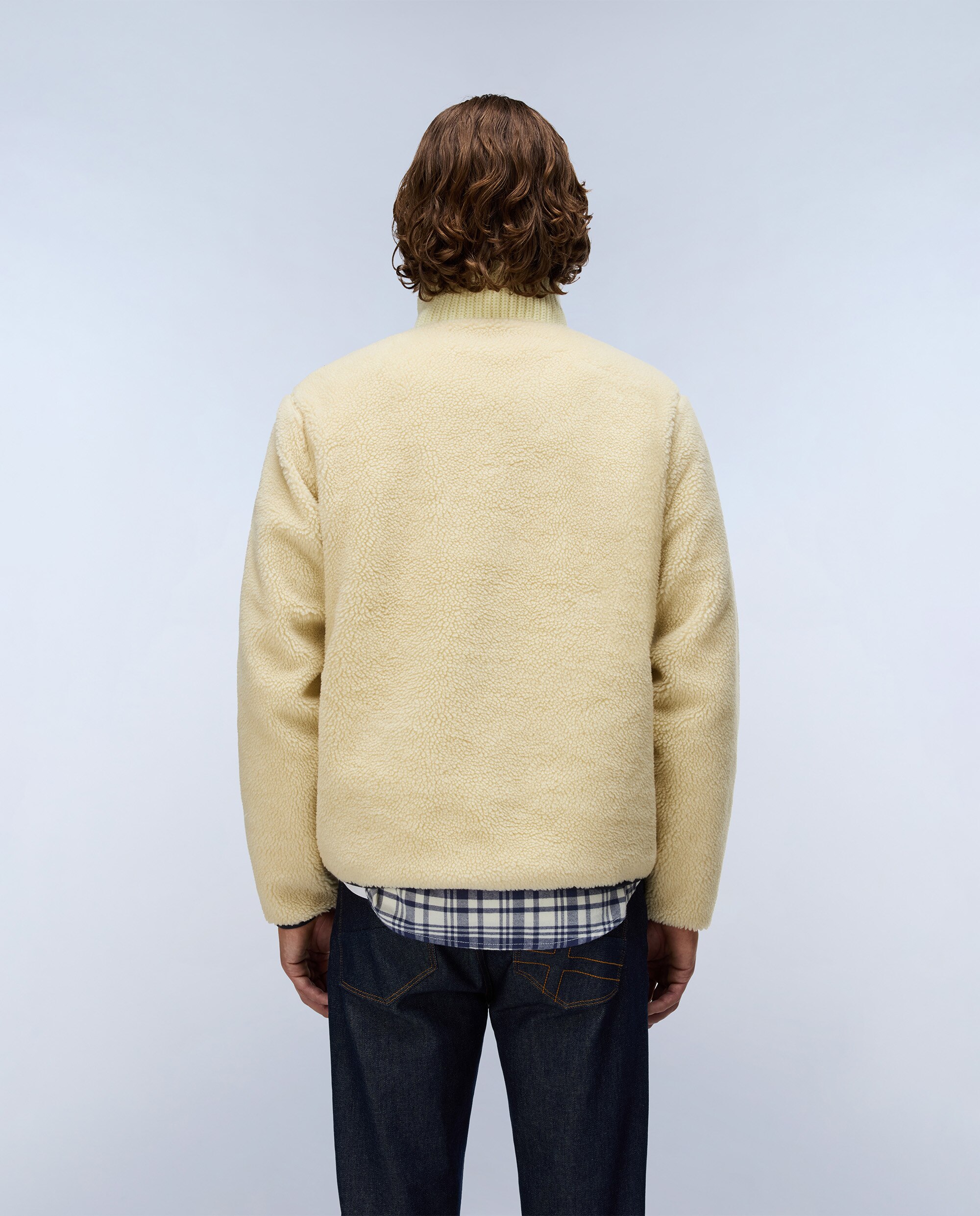 Sudadera de felpa de hombre archive hz con media cremallera - Napapijri - Crema Crema-5