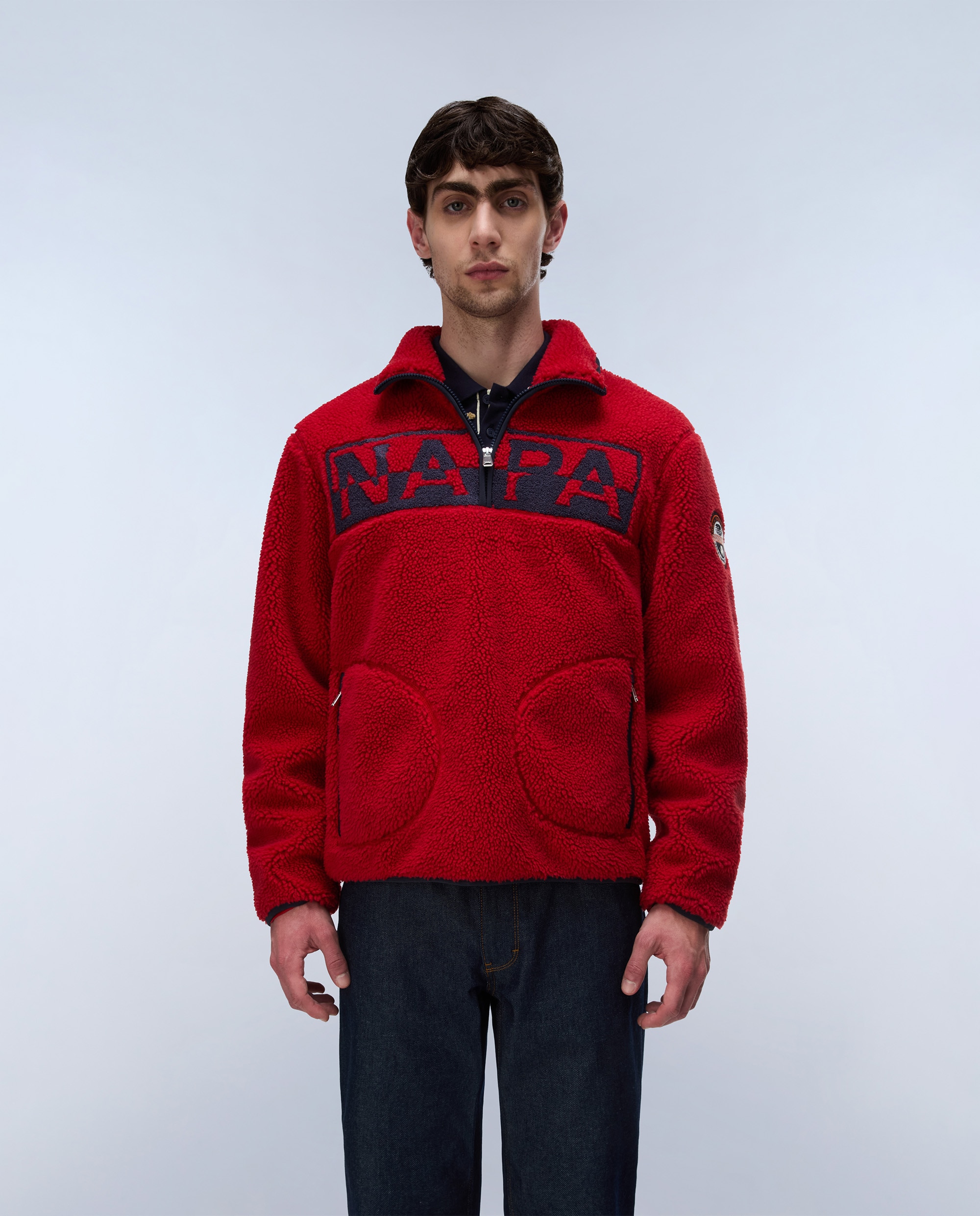 Sudadera de felpa de hombre archive hz con media cremallera - Napapijri - Granate Granate-1