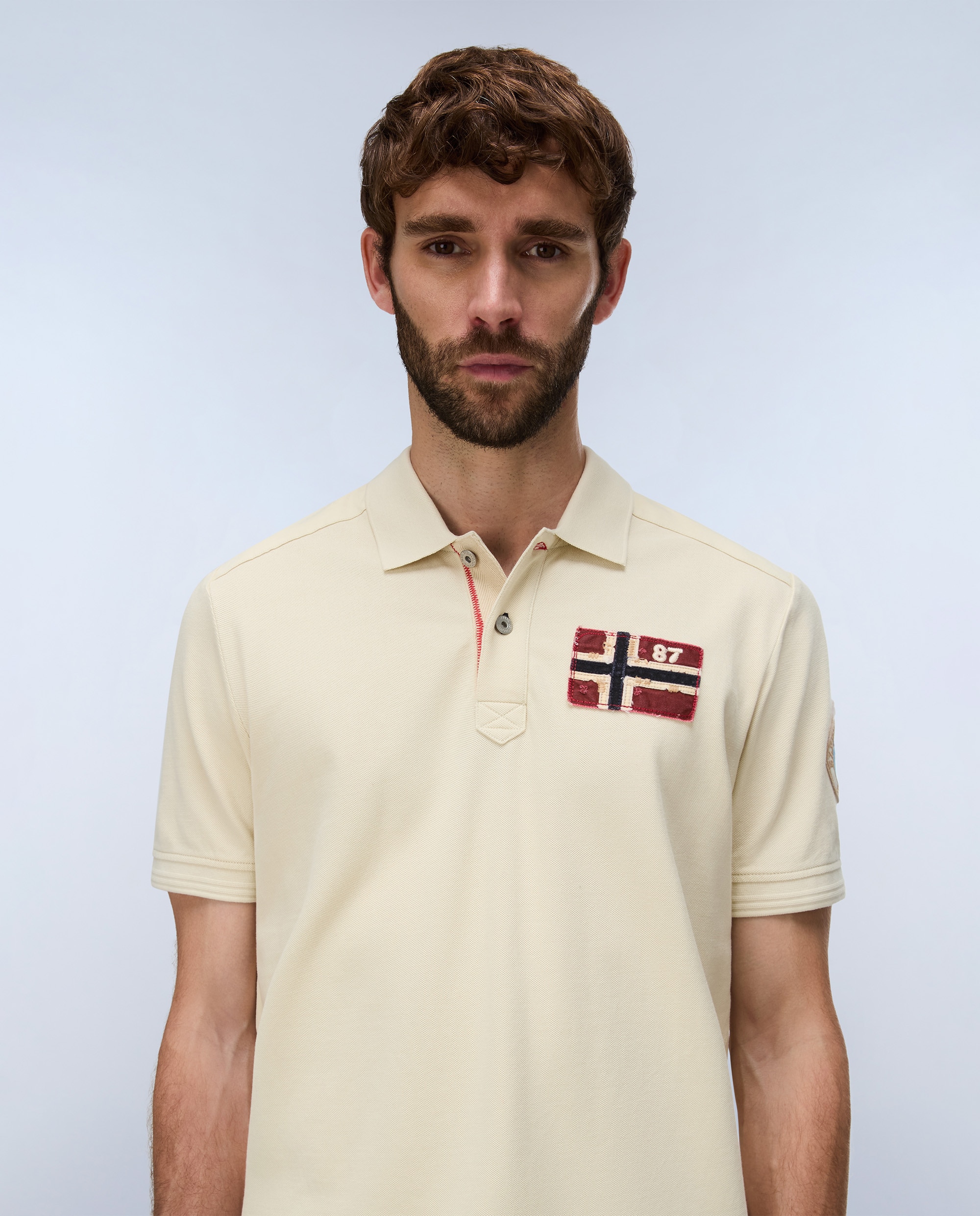 Polo de hombre archive con logo frontal de manga corta - Napapijri - Crema Crema-1