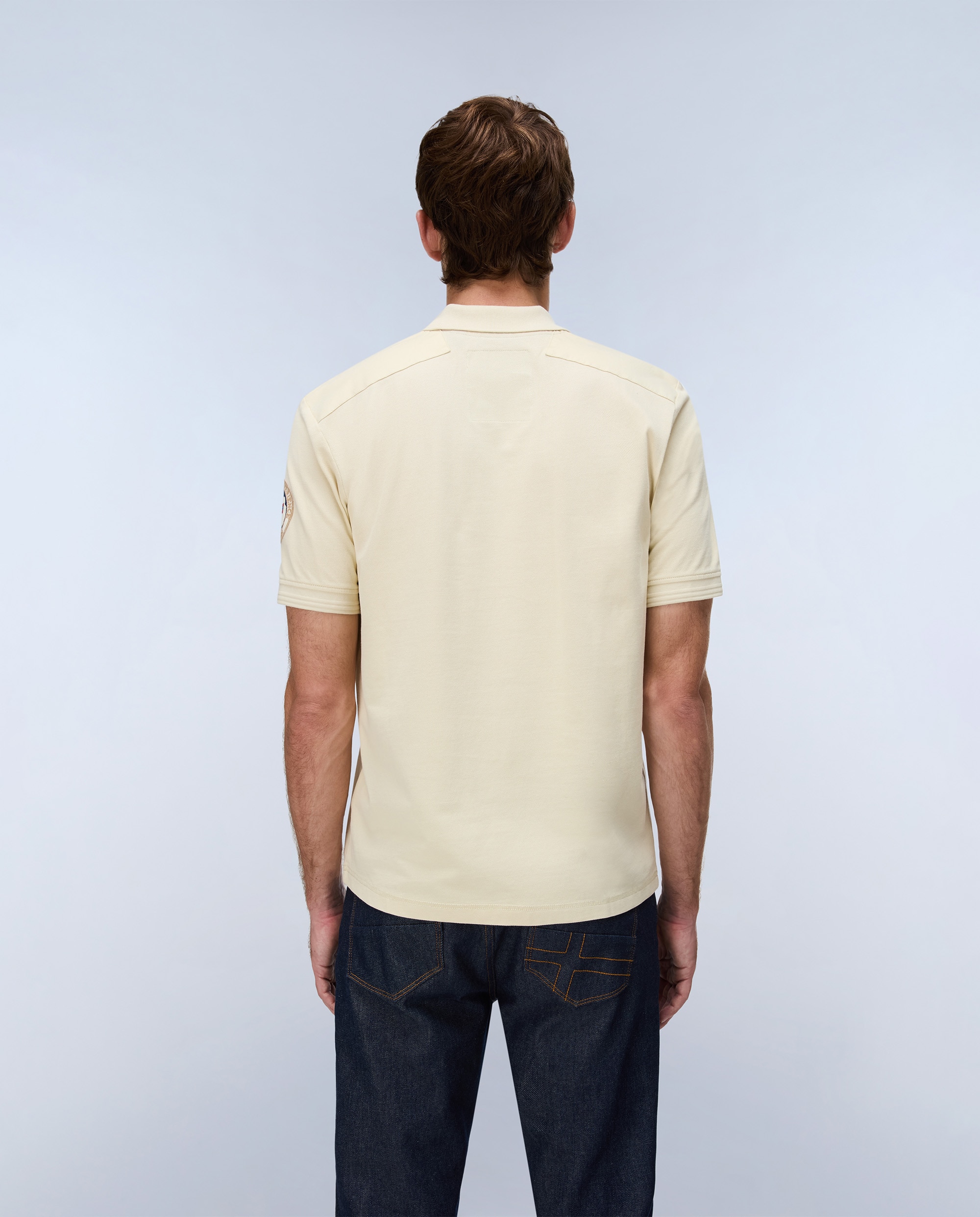 Polo de hombre archive con logo frontal de manga corta - Napapijri - Crema Crema-4