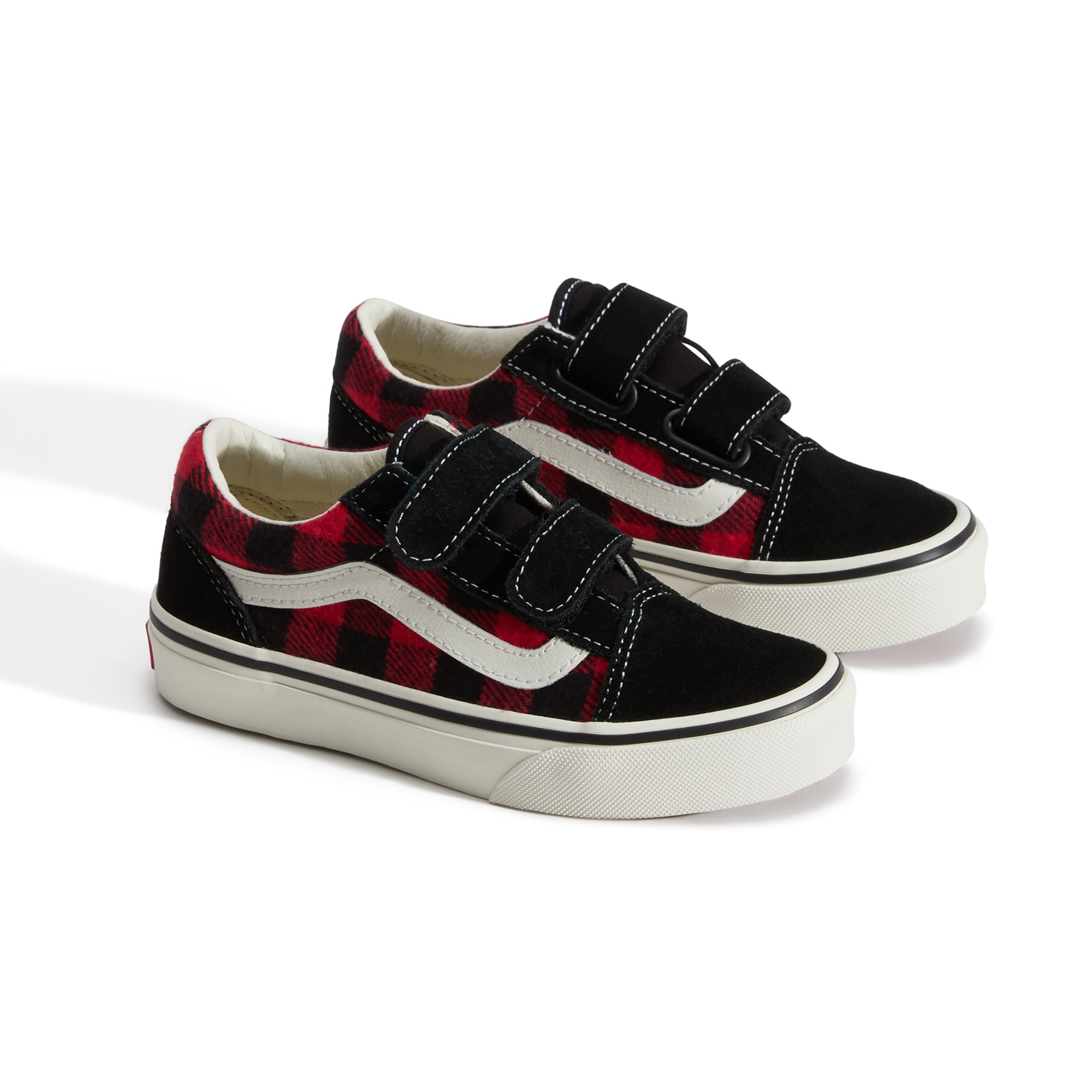 Zapatilla casual para niñas Old Skool Vans con Velcro. - Rojo / Negro Rojo / Negro-2