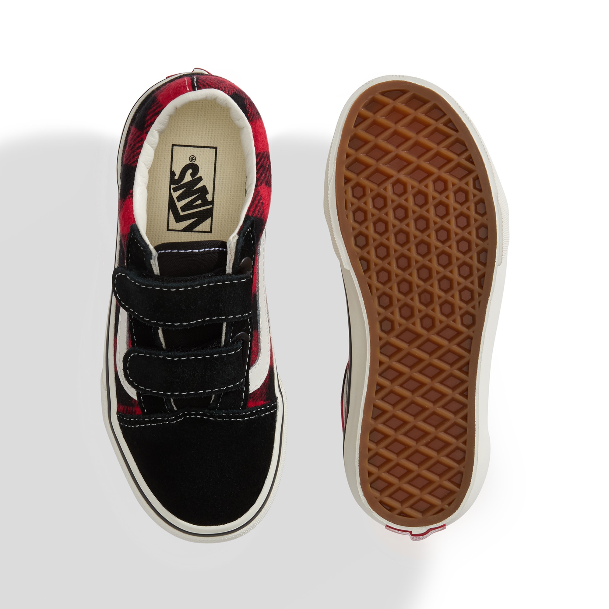 Zapatilla casual para niñas Old Skool Vans con Velcro. - Rojo / Negro Rojo / Negro-3