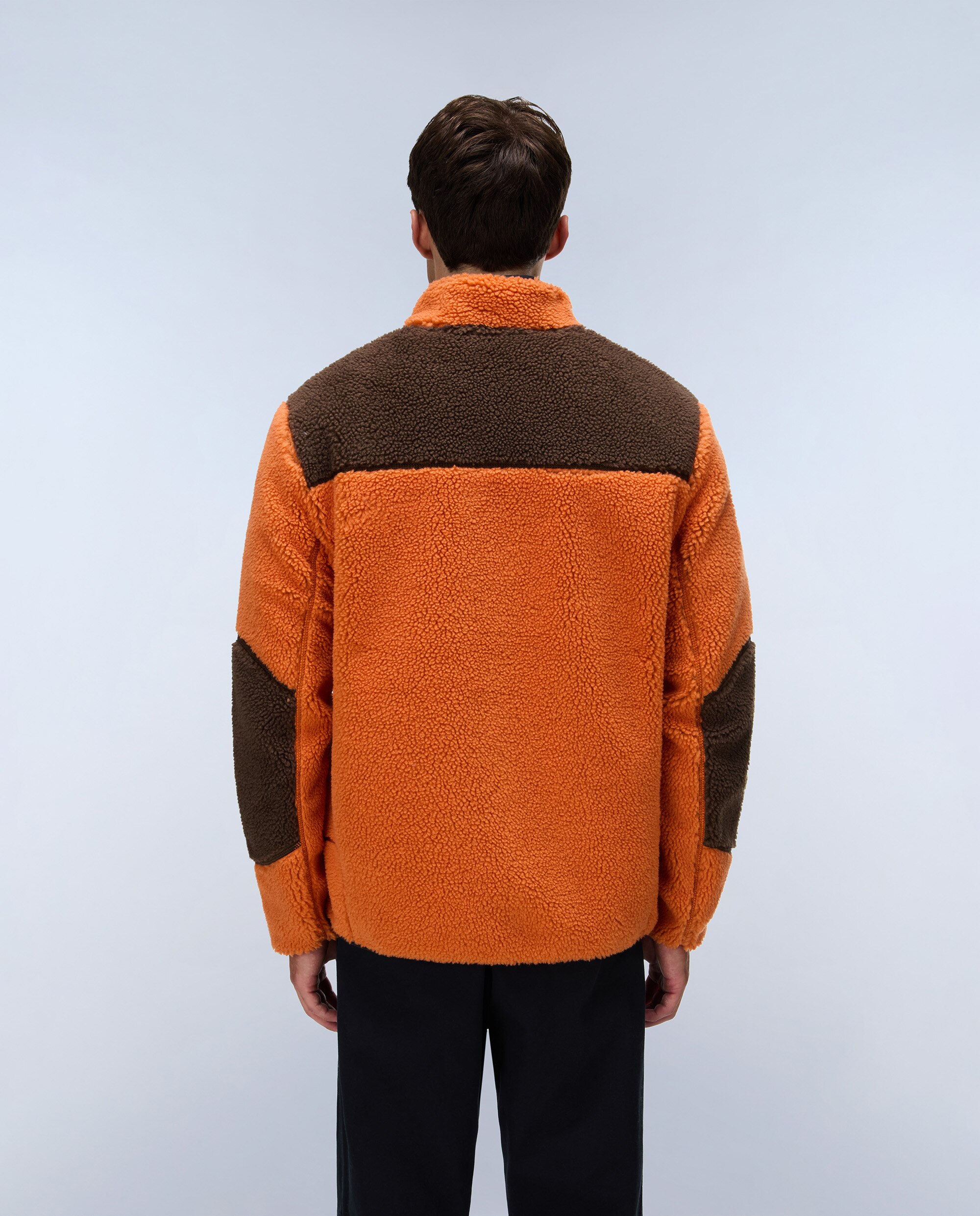 Sudadera de forro polar de hombre yupik fz con cremallera con cuello alto - Napapijri - Marrón / Naranja Marrón / Naranja-4