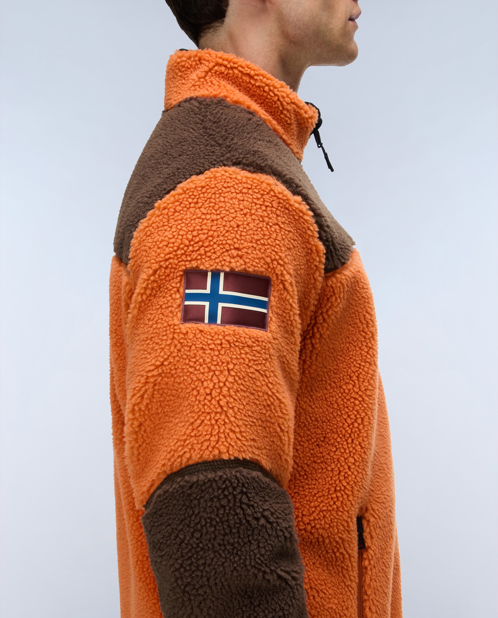 Sudadera de forro polar de hombre yupik fz con cremallera con cuello alto - Napapijri - Marrón / Naranja Marrón / Naranja-5