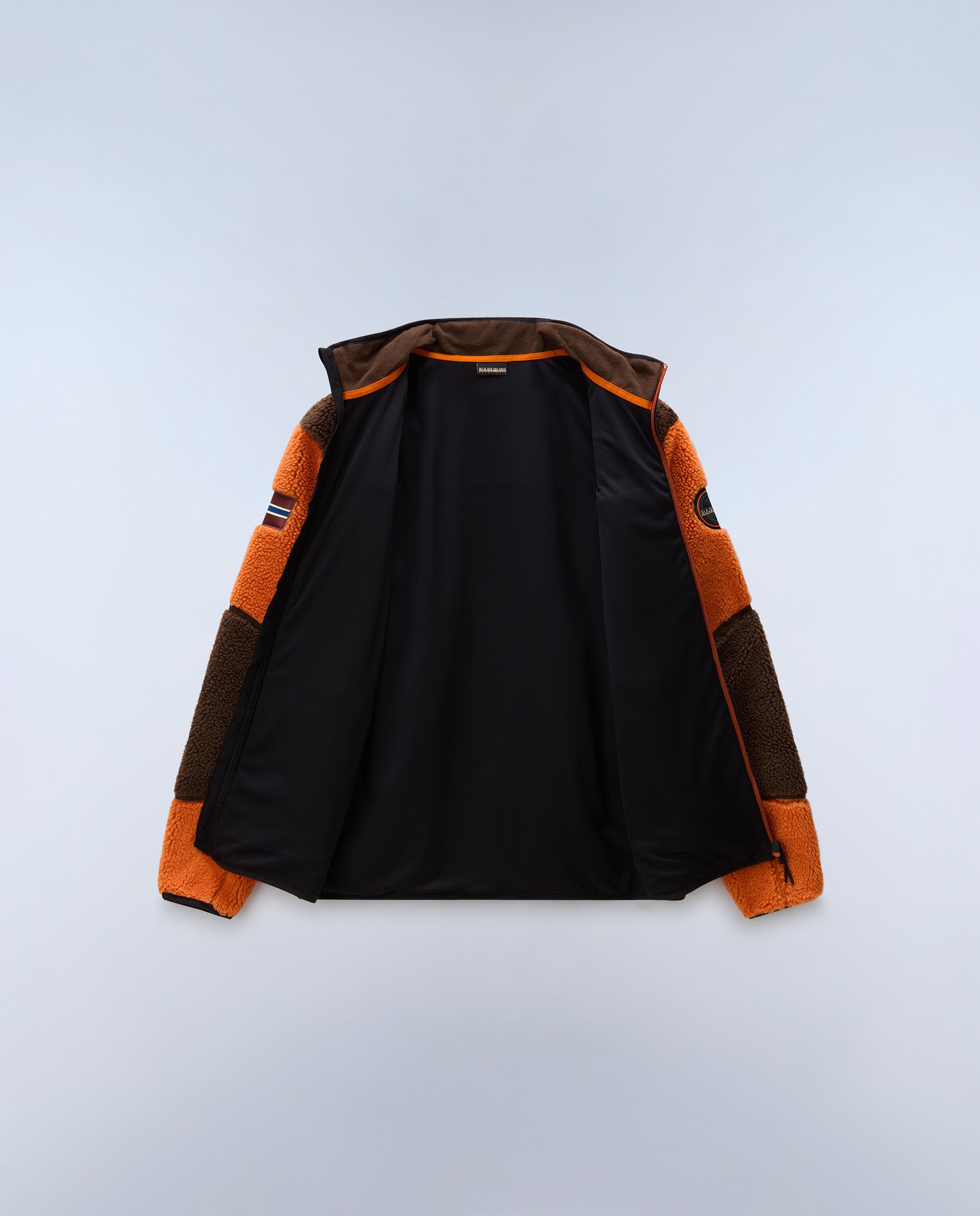 Sudadera de forro polar de hombre yupik fz con cremallera con cuello alto - Napapijri - Marrón / Naranja Marrón / Naranja-7