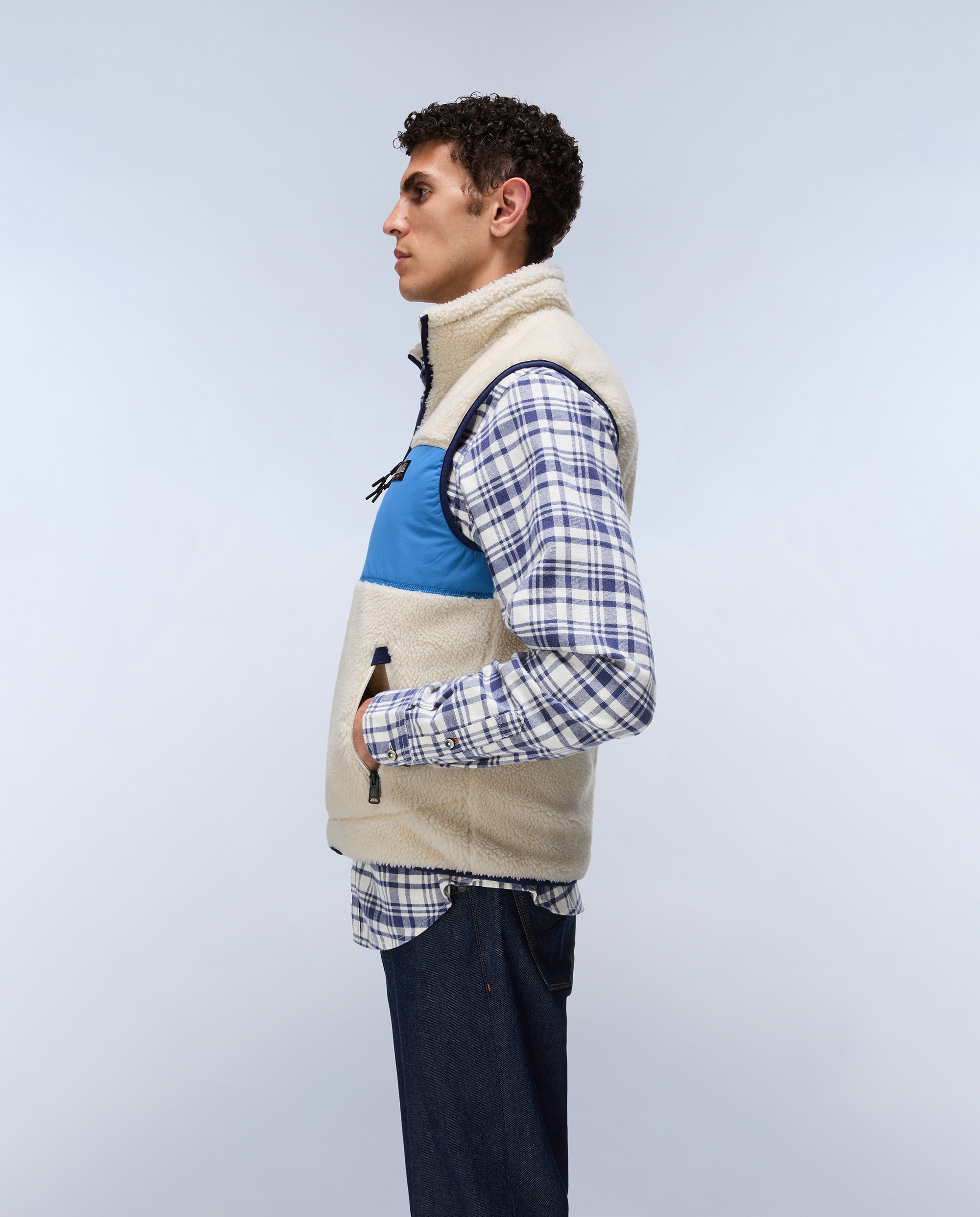 Chaleco forro polar de hombre yupik v con cremallera - Napapijri - Blanco / Azul Blanco / Azul-4