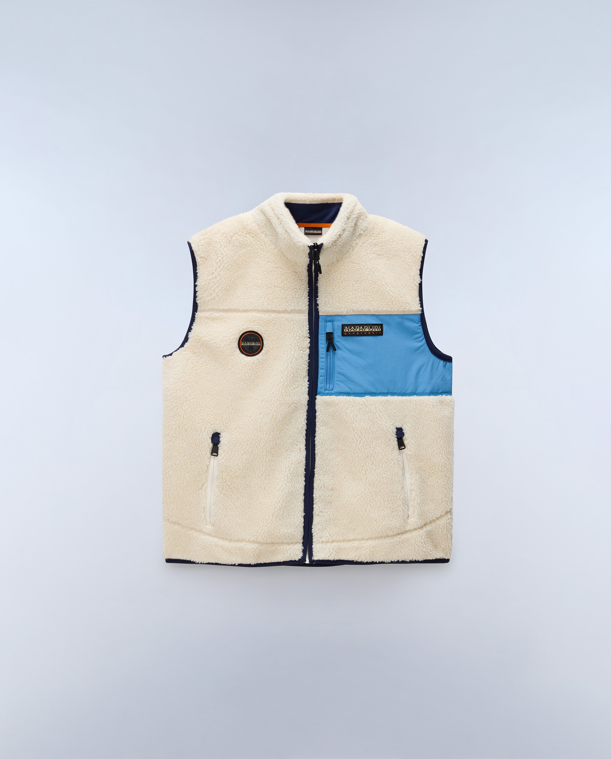 Chaleco forro polar de hombre yupik v con cremallera - Napapijri - Blanco / Azul Blanco / Azul-7