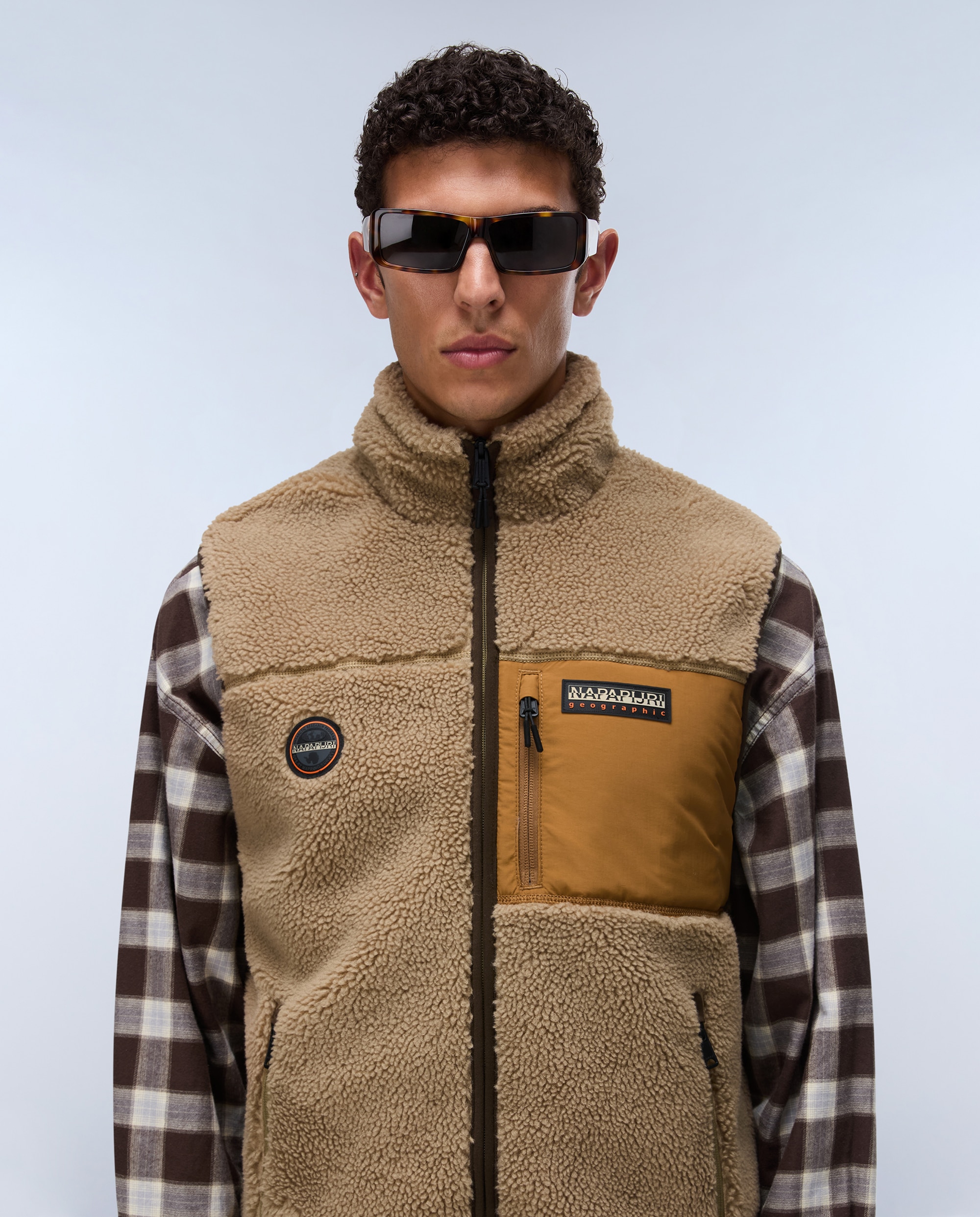 Chaleco forro polar de hombre yupik v con cremallera - Napapijri - Marrón Marrón-3