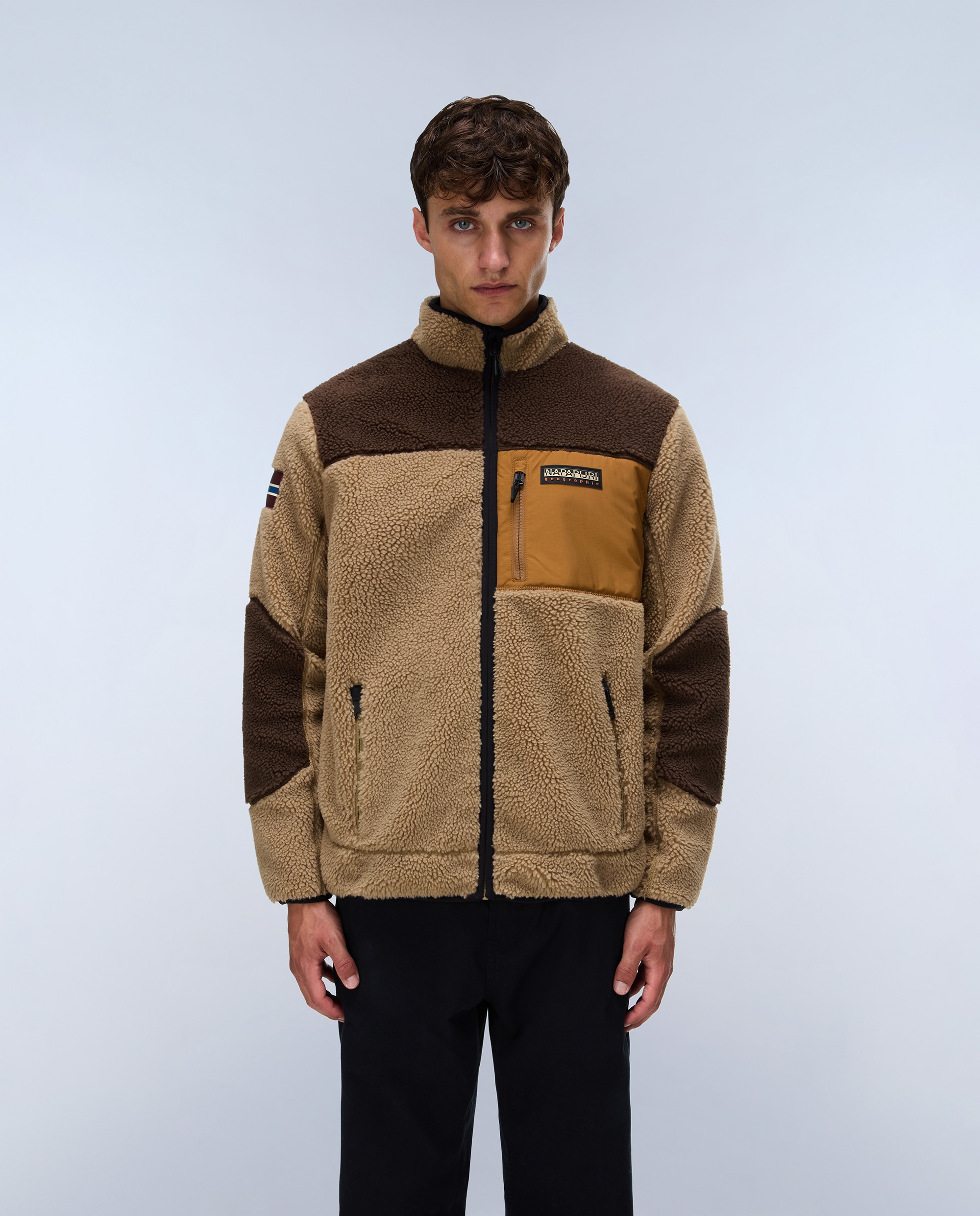 Imagen 0 de Sudadera de forro polar de hombre yupik fz con cremallera con cuello alto Marrón