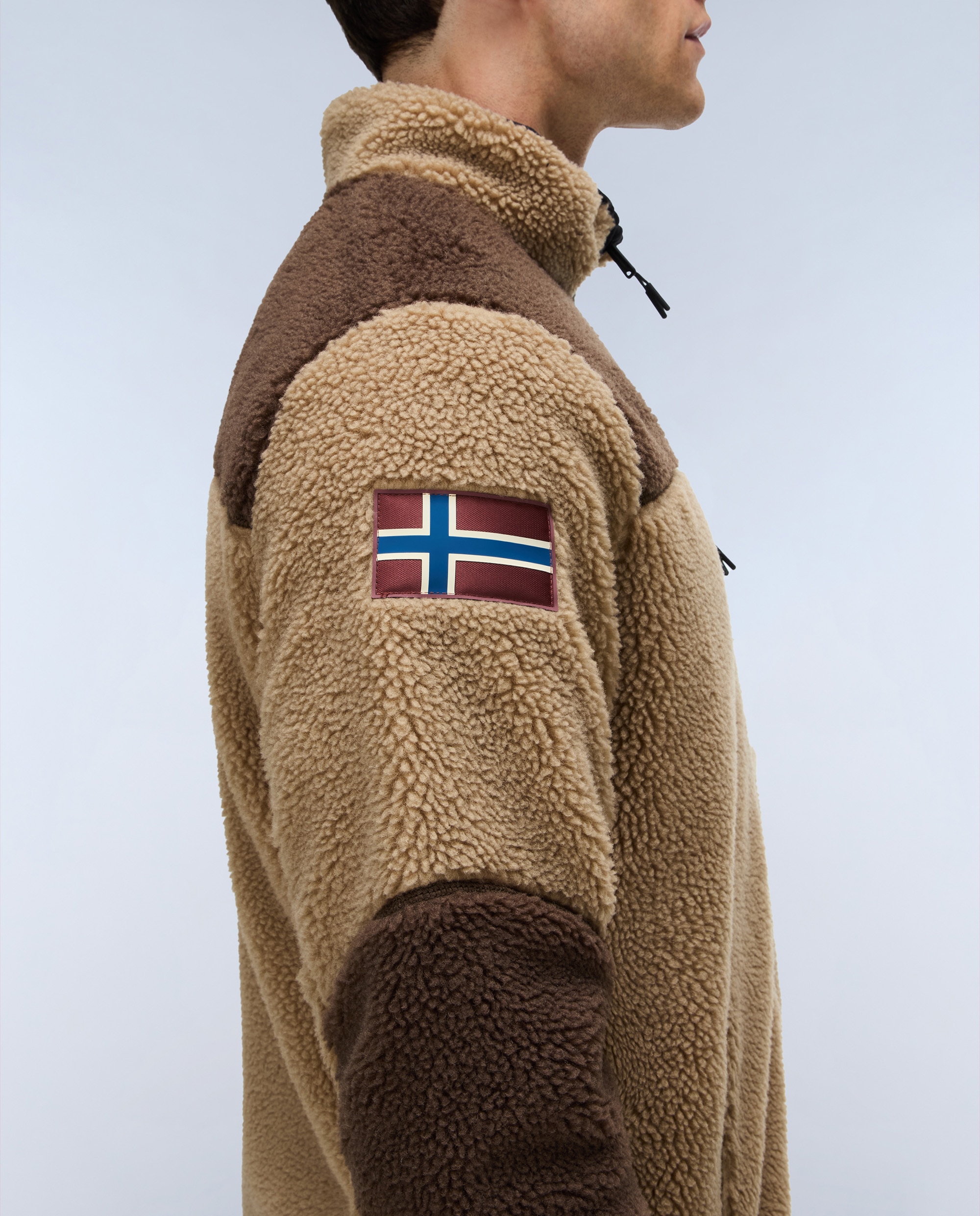 Sudadera de forro polar de hombre yupik fz con cremallera con cuello alto - Napapijri - Marrón Marrón-5