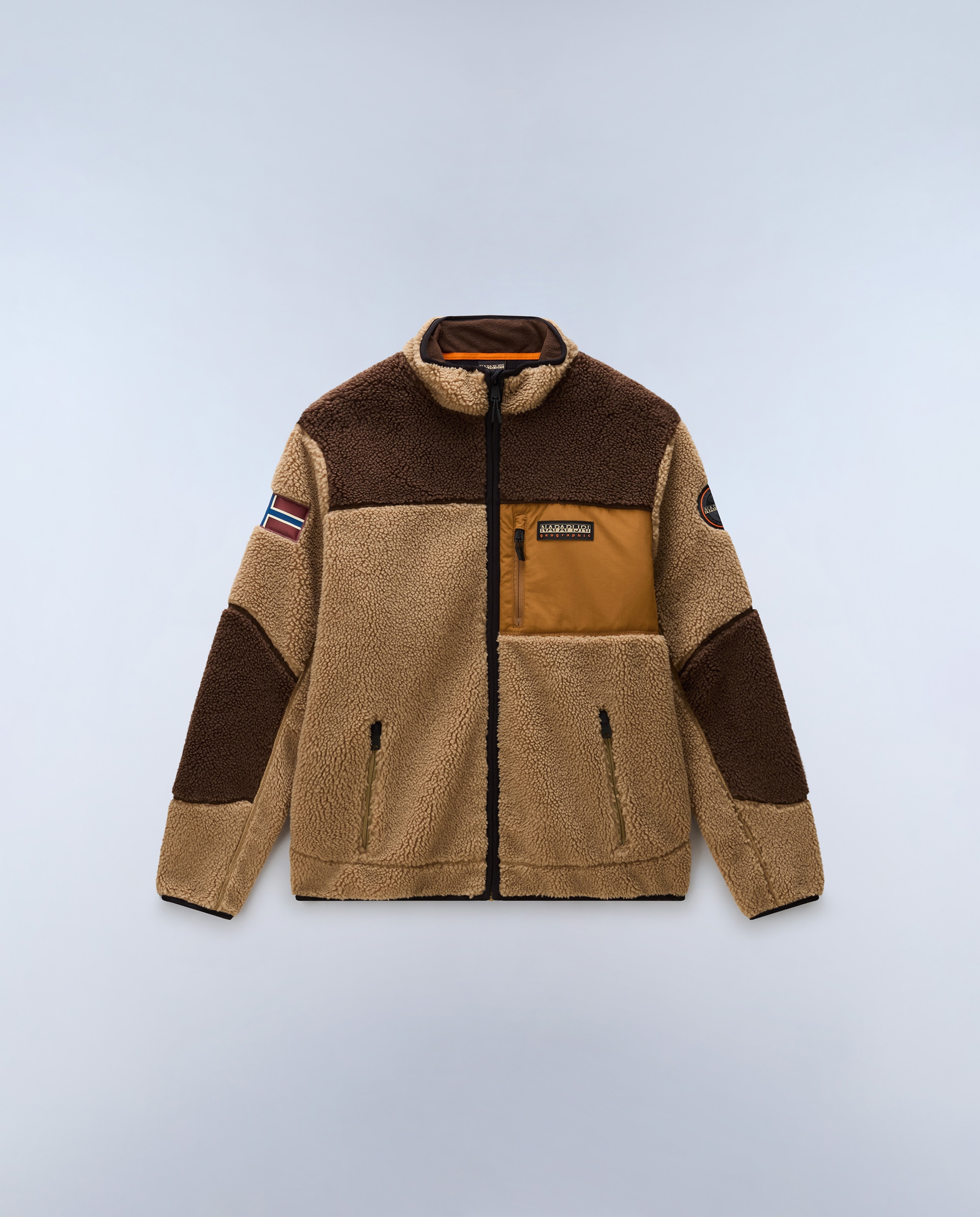 Sudadera de forro polar de hombre yupik fz con cremallera con cuello alto - Napapijri - Marrón Marrón-8