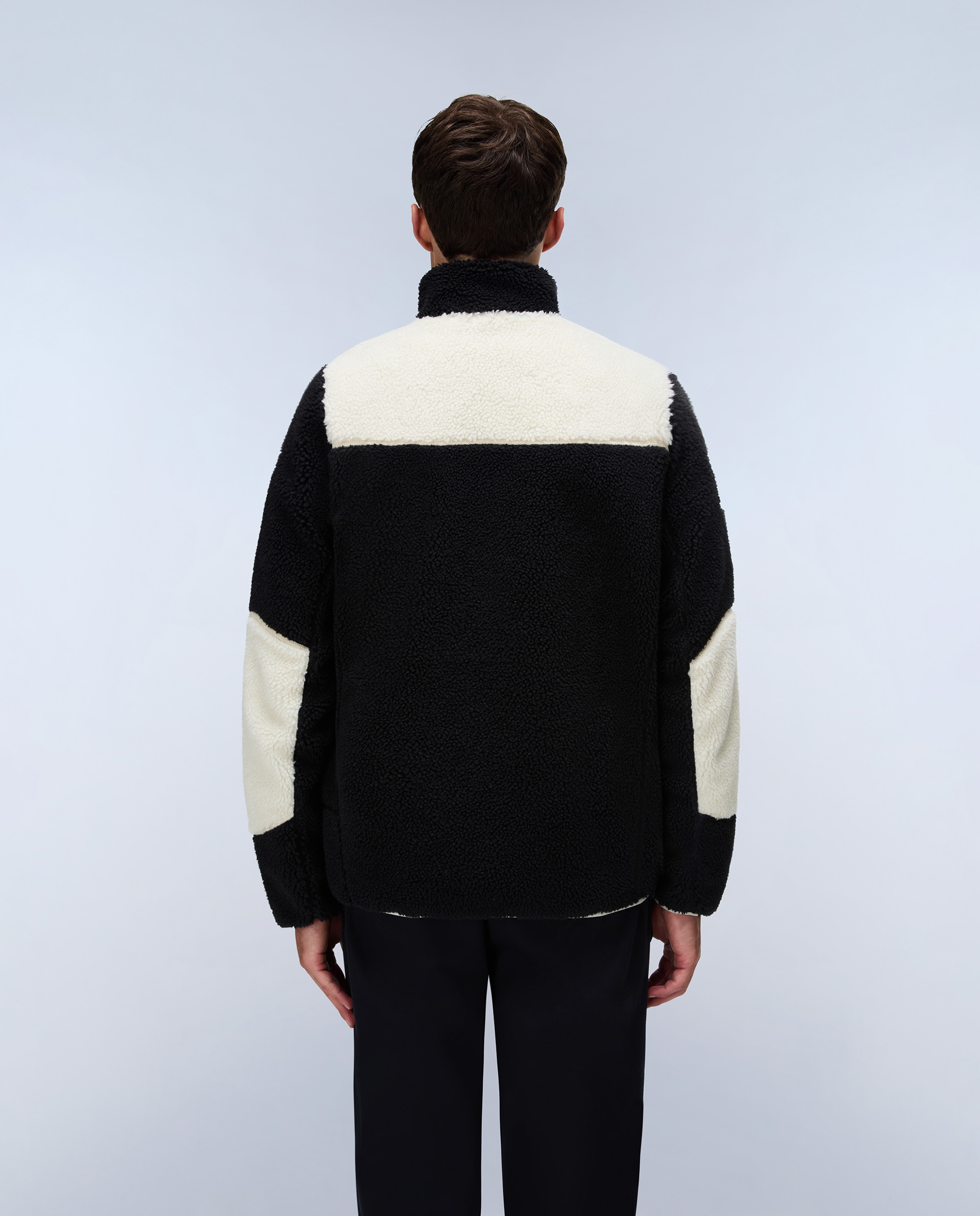 Sudadera de forro polar de hombre yupik fz con cremallera con cuello alto - Napapijri - Blanco / Negro Blanco / Negro-4